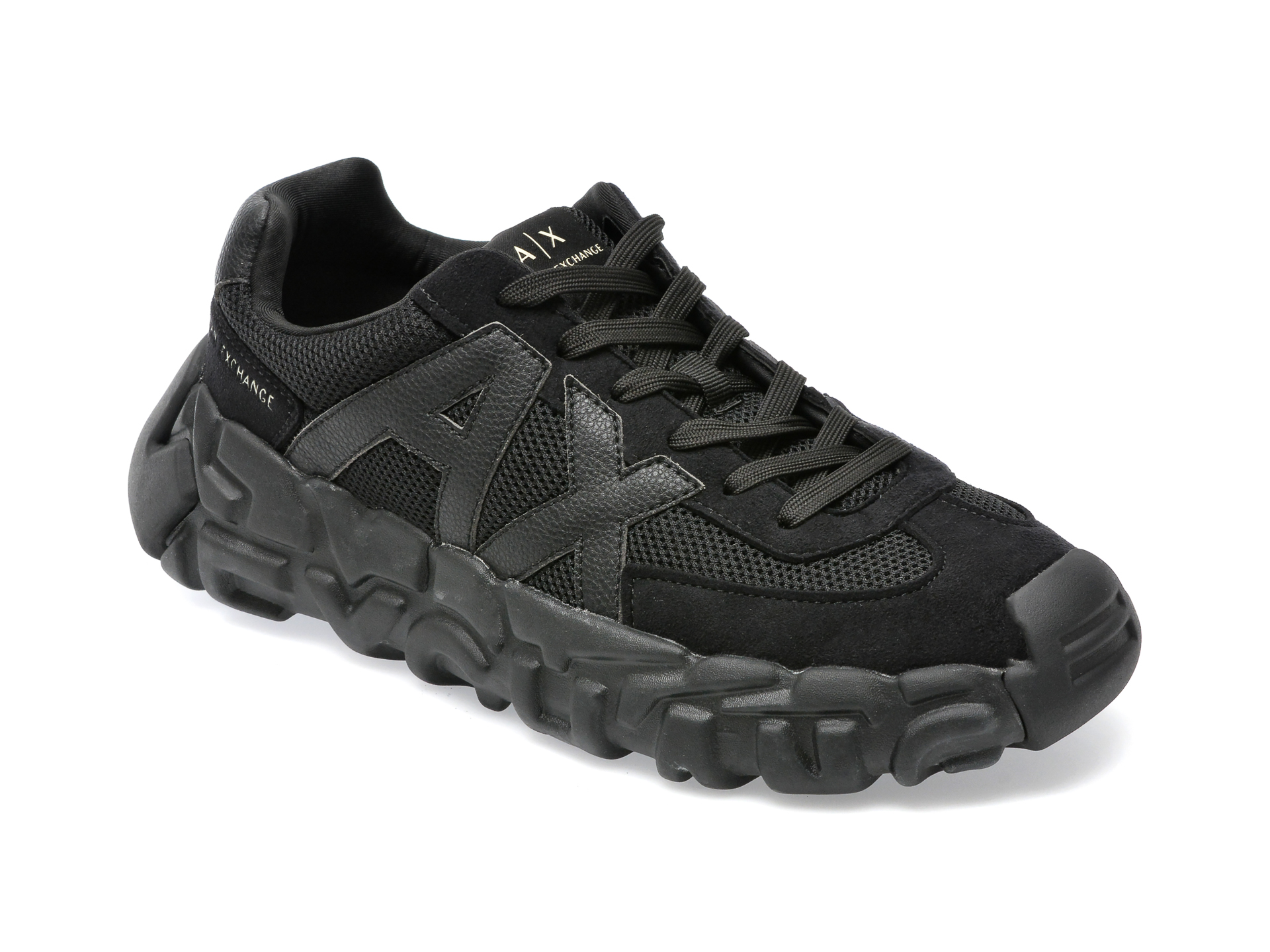 Pantofi sport ARMANI EXCHANGE negri, XUX153, din material textil /barbati/pantofi imagine noua