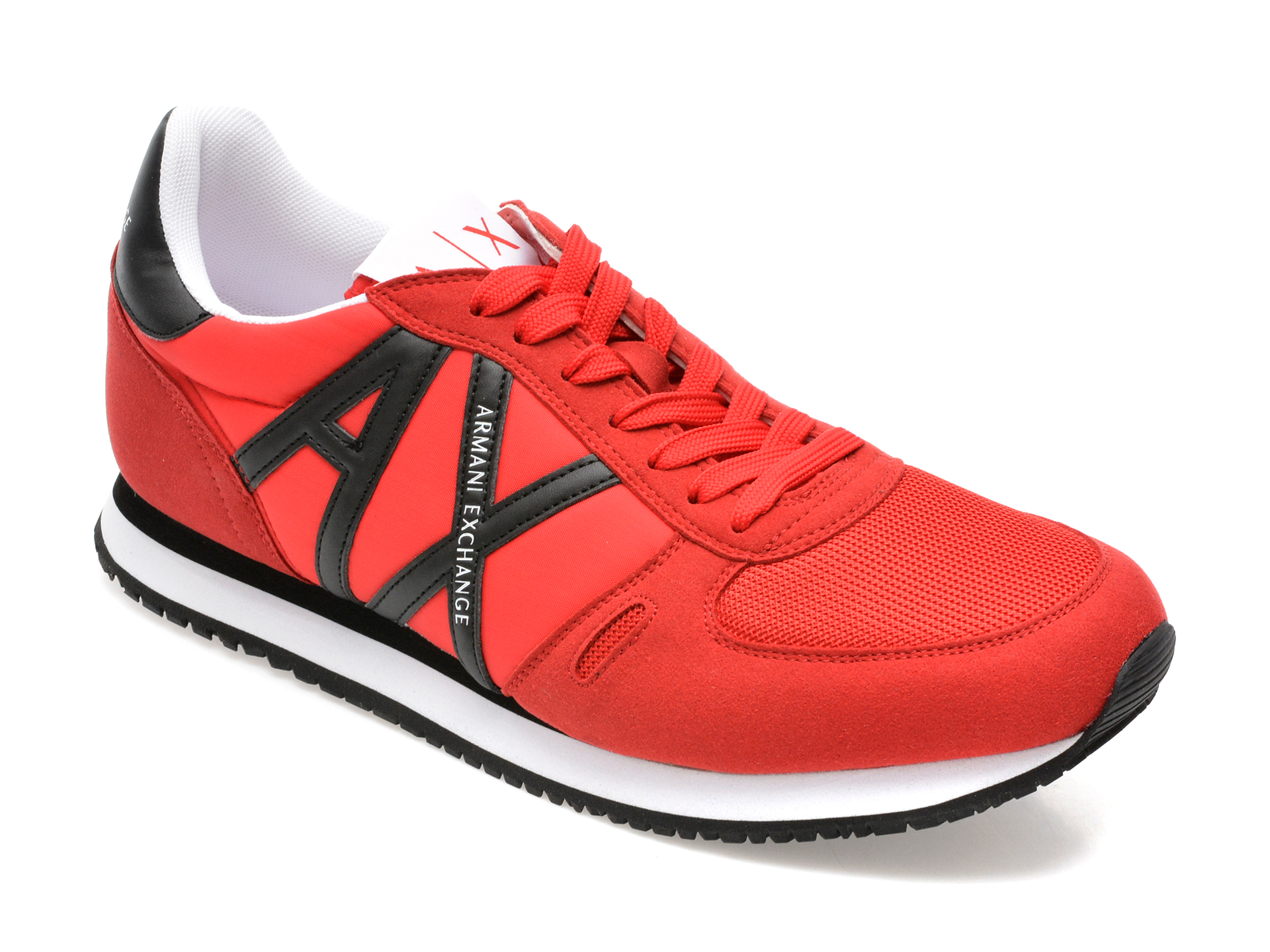Pantofi sport ARMANI EXCHANGE rosii, XUX017, din material textil si piele ecologica