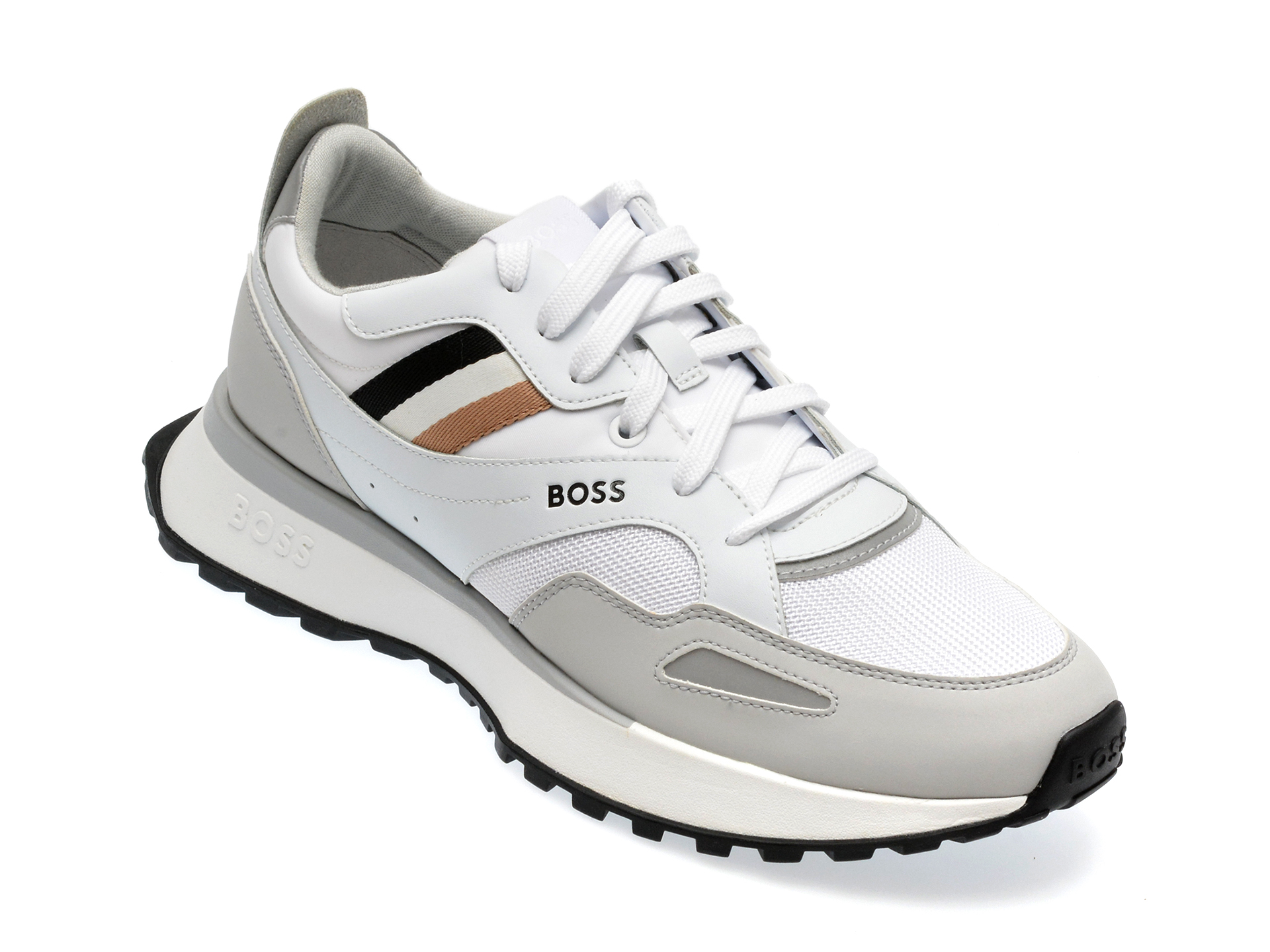 Pantofi sport BOSS albi, 8280, din piele ecologica