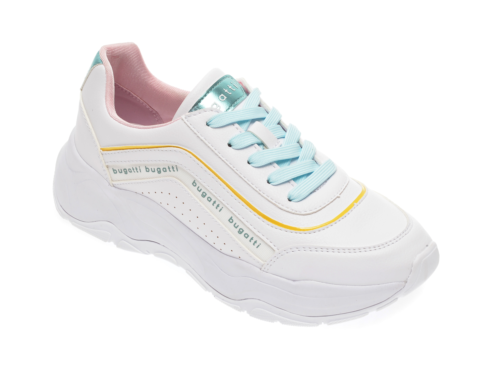 Pantofi sport BUGATTI albi, 78704, din piele ecologica