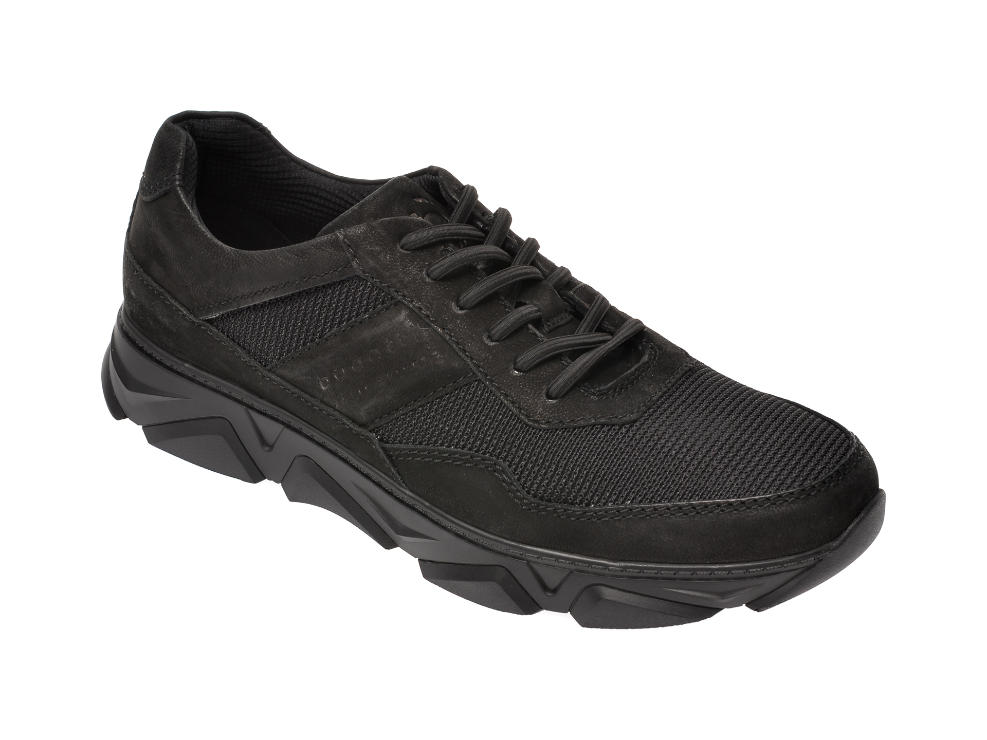 Pantofi sport BUGATTI negri, 93502, din material textil si piele naturala