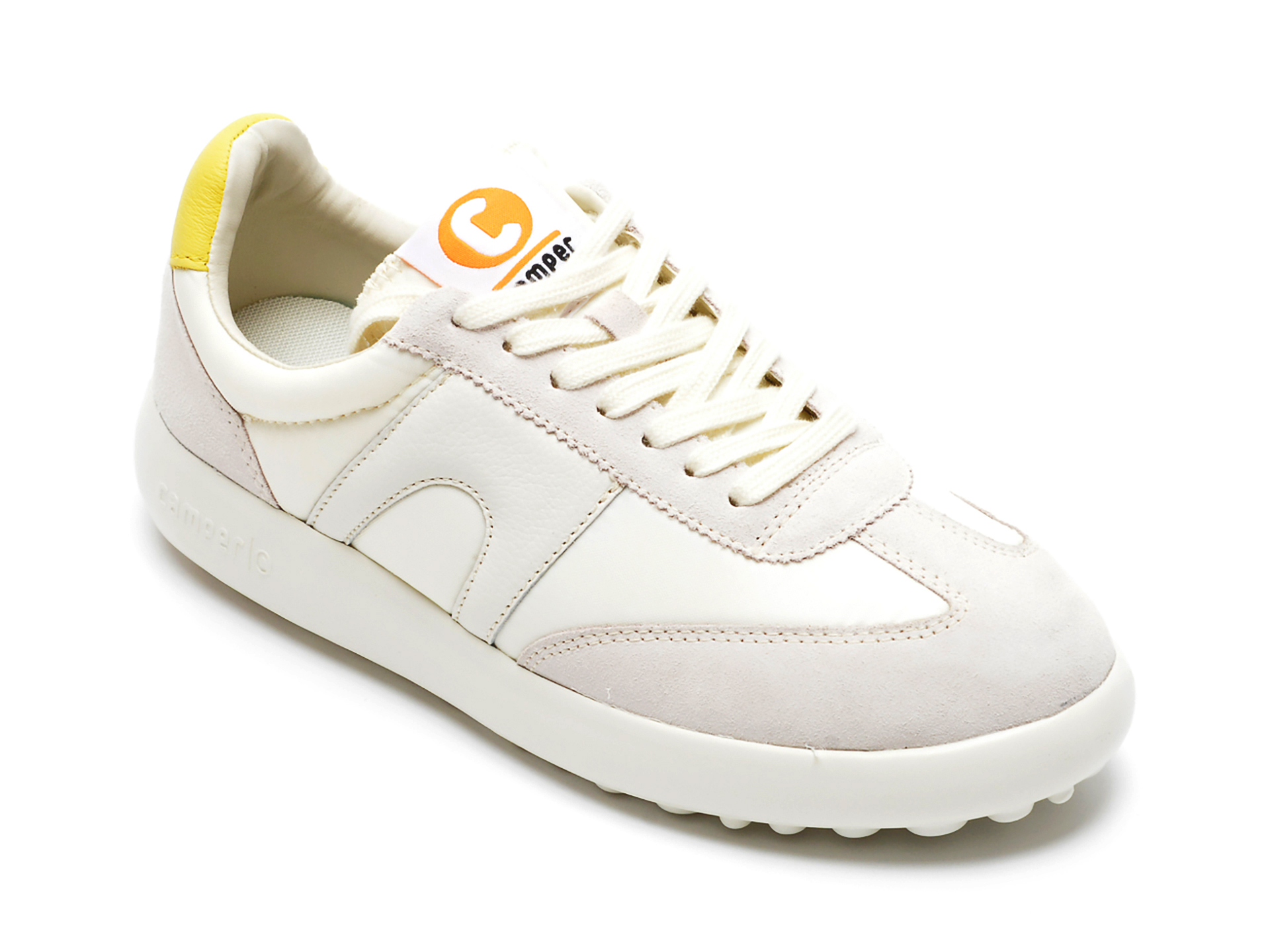 Pantofi sport CAMPER albi, K200975, din material textil si piele intoarsa /femei/pantofi INCALTAMINTE