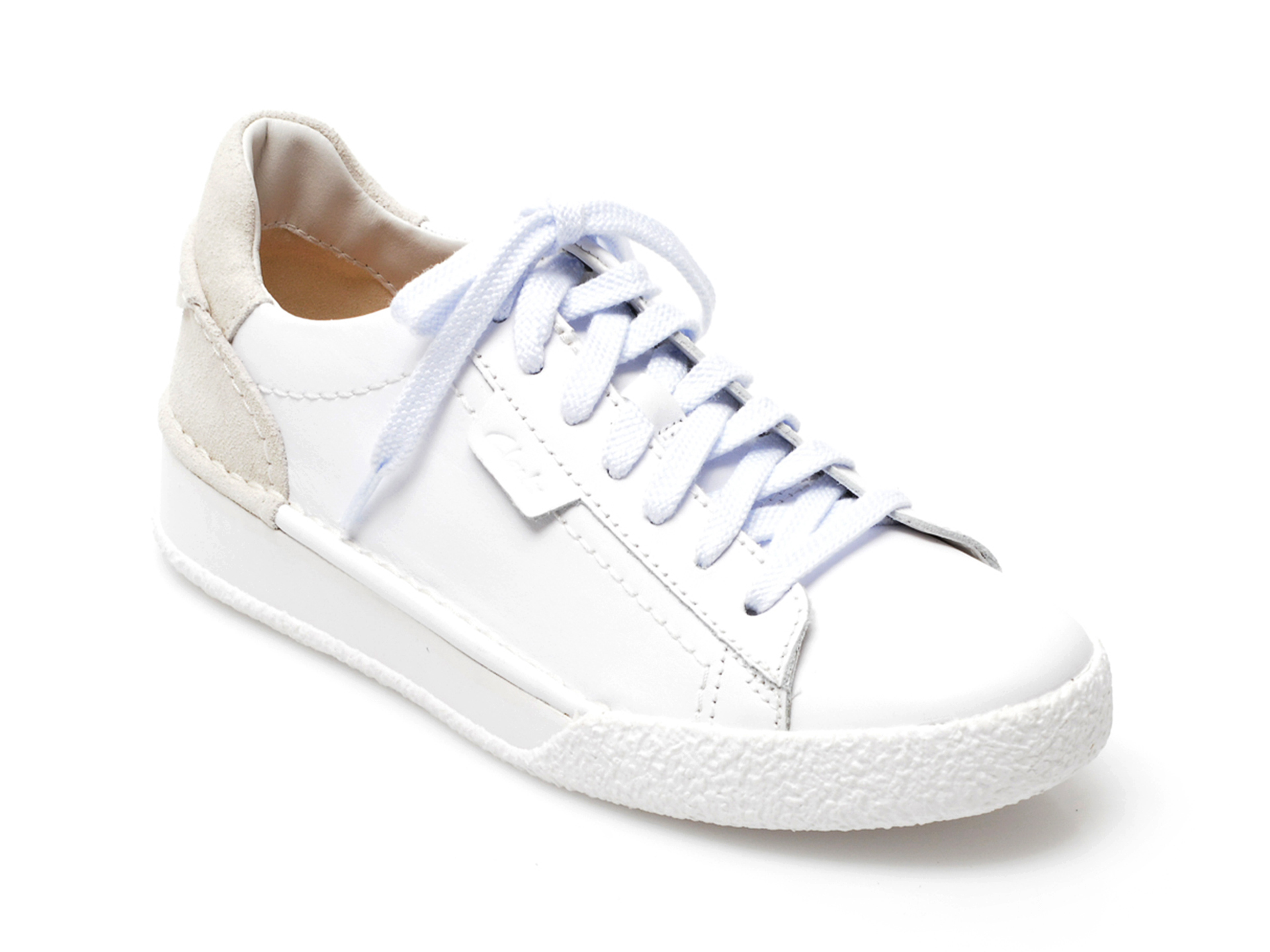 Pantofi sport CLARKS albi, CRACULA, din piele naturala