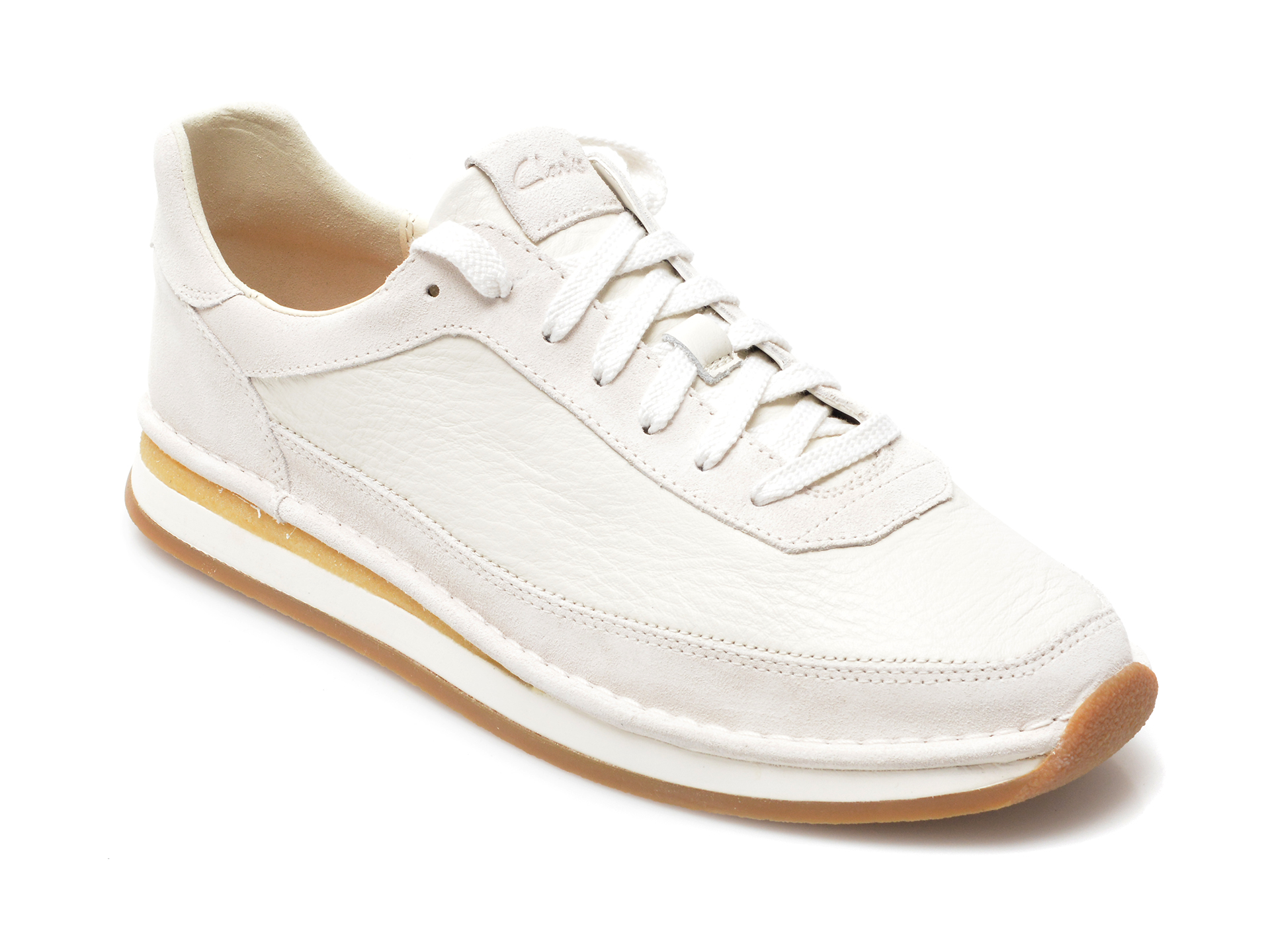 Pantofi sport CLARKS albi, CRAFT RUN LACE, din piele naturala Clarks