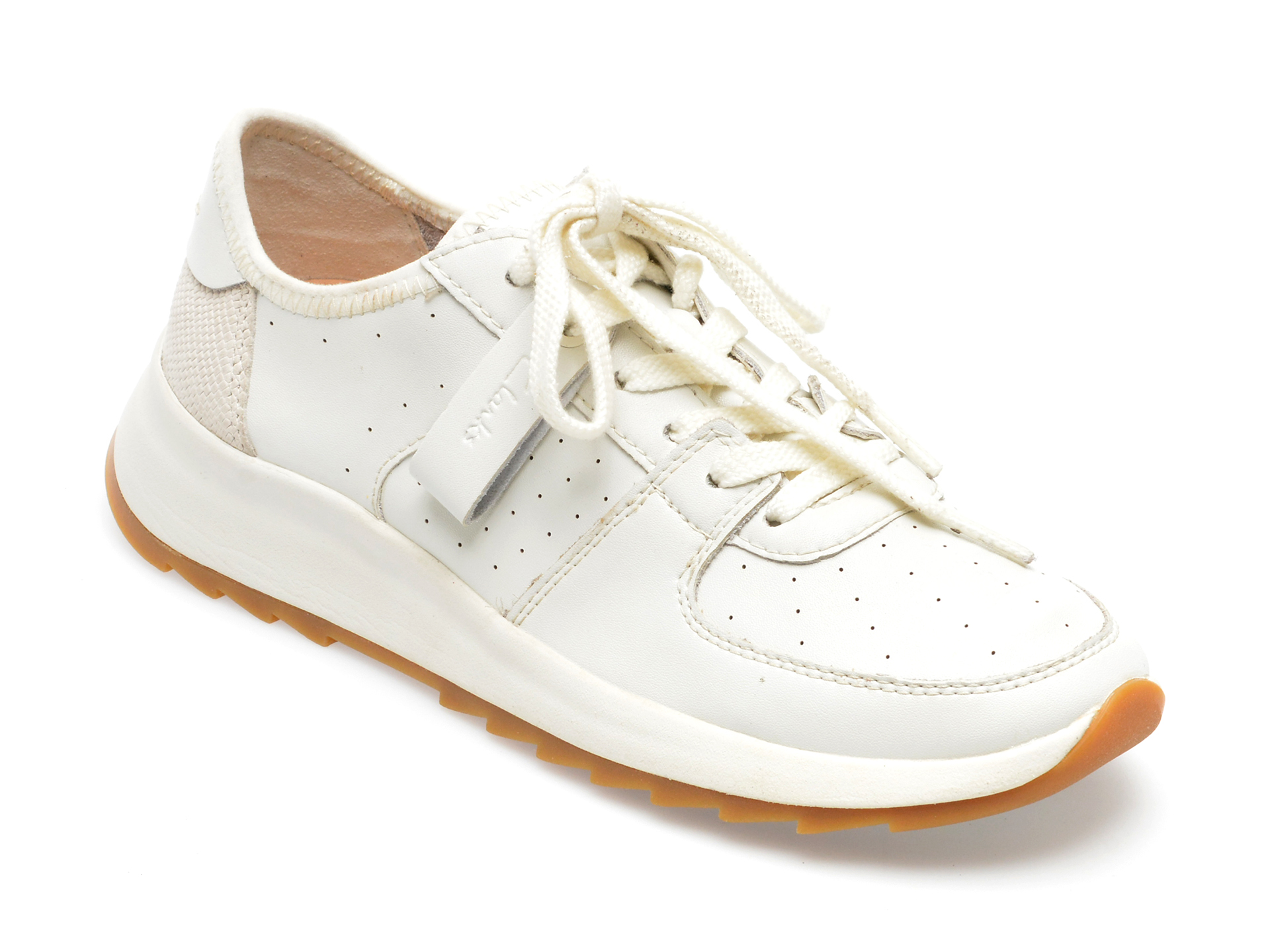 Pantofi sport CLARKS albi, DASHLITE RUN 13-N, din piele naturala /femei/pantofi