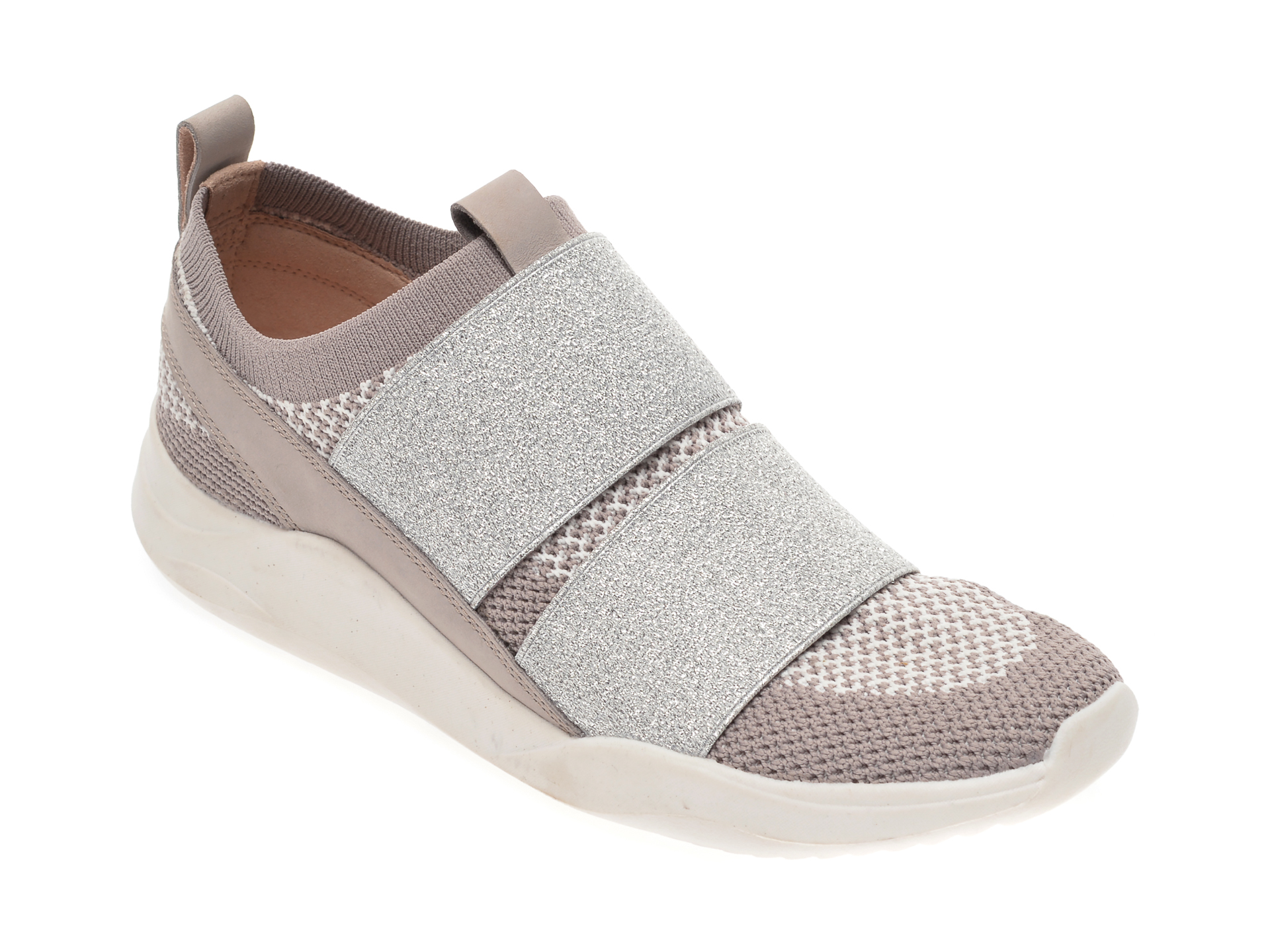 Pantofi SPORT CLARKS argintii, Sift Slip, din material textil