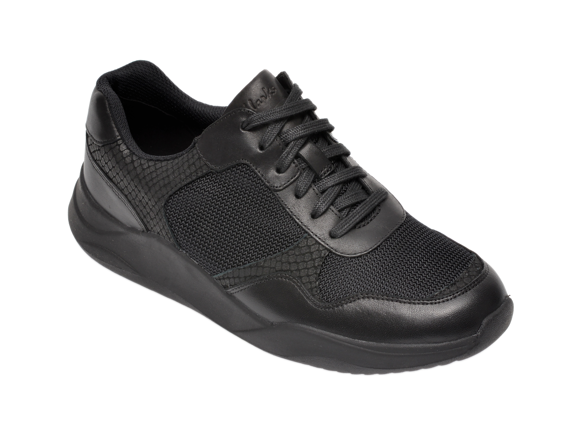 Pantofi sport CLARKS negri, Sift Lace, din material textil si piele naturala