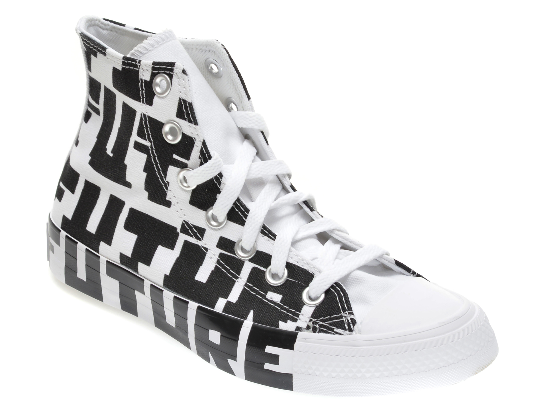 Pantofi sport CONVERSE alb-negru, 168555C, din material textil New