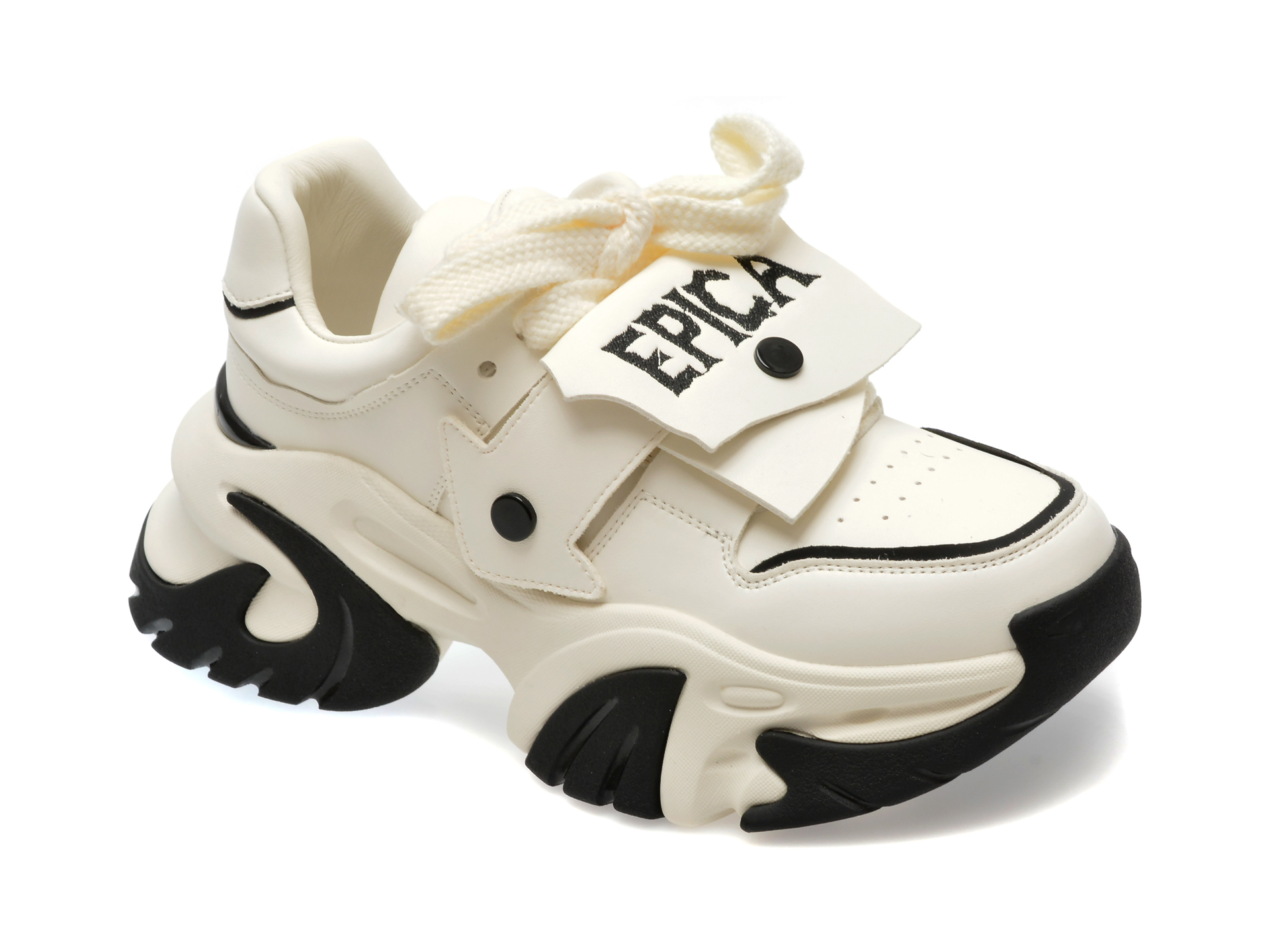 Pantofi sport EPICA alb-negru, 186522, din piele naturala