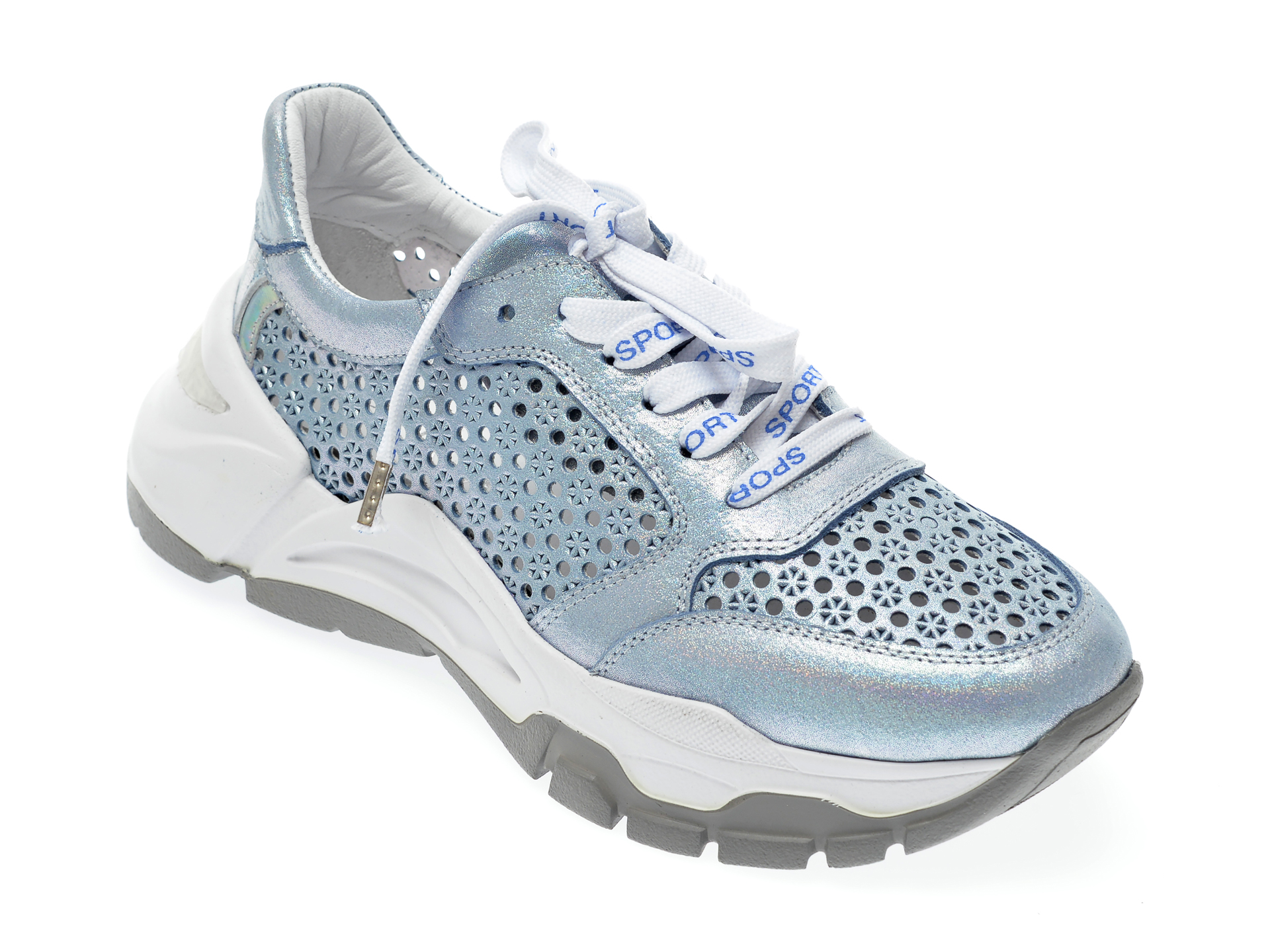 Pantofi sport EPICA albastri, 135P207, din piele naturala