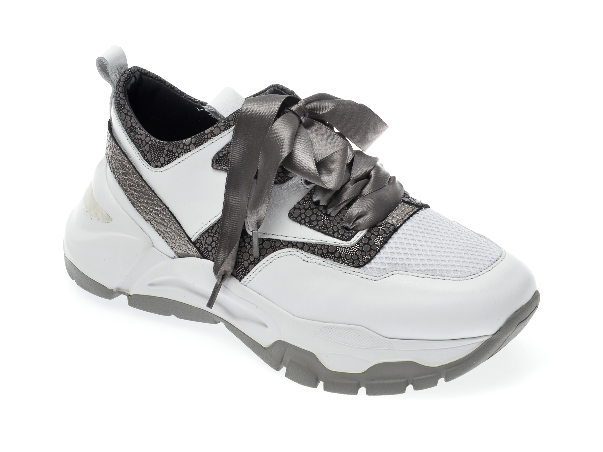 Pantofi sport EPICA albi, 135P238, din piele naturala si material textil Epica Epica