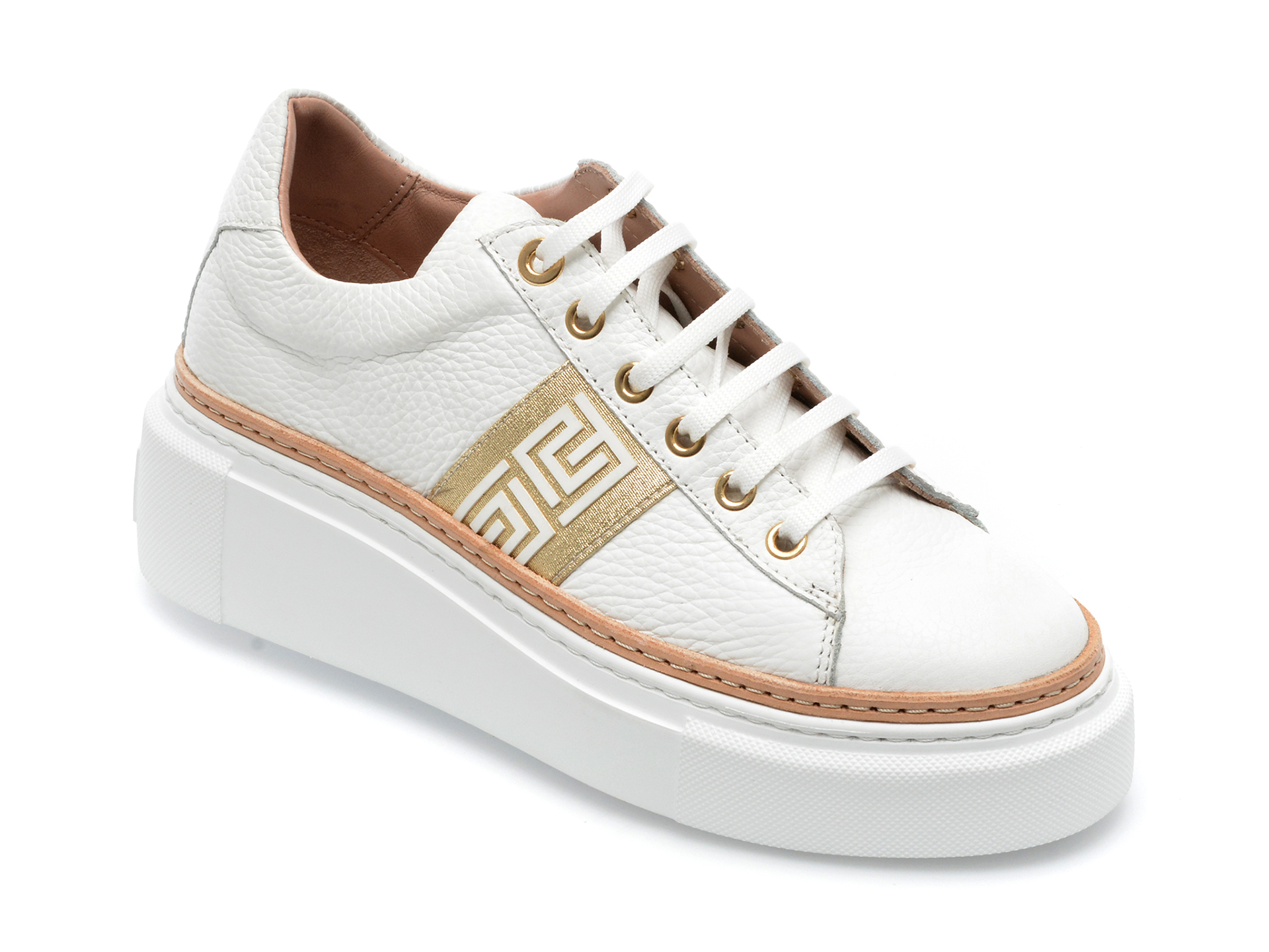 Pantofi sport EPICA albi, 21236, din piele naturala