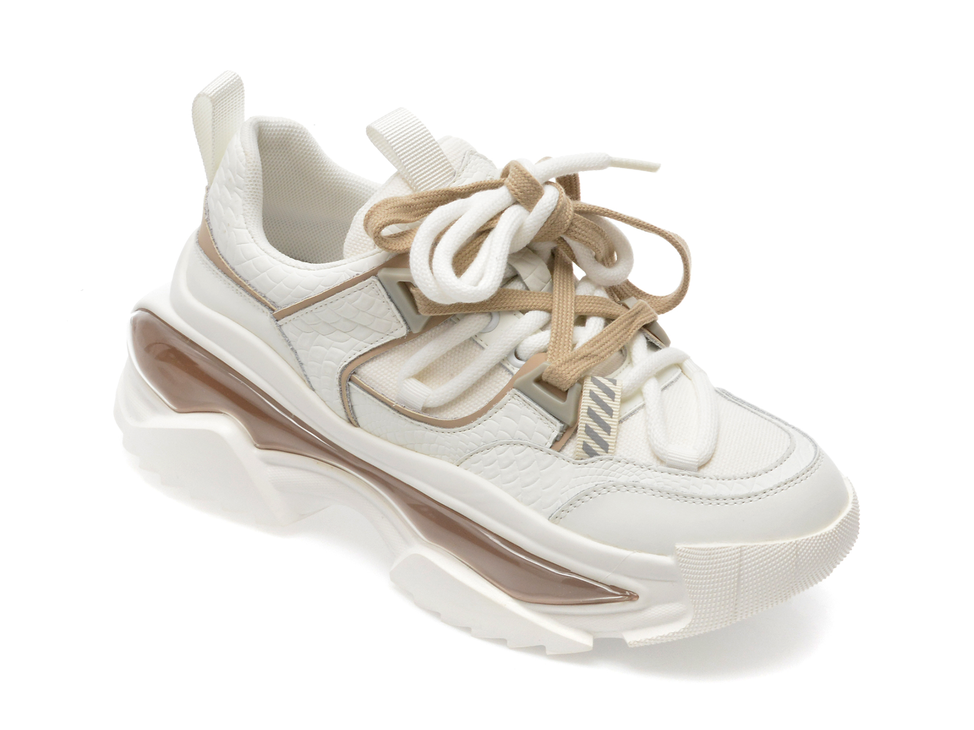 Pantofi sport EPICA albi, 2288, din material textil si piele naturala /femei/pantofi