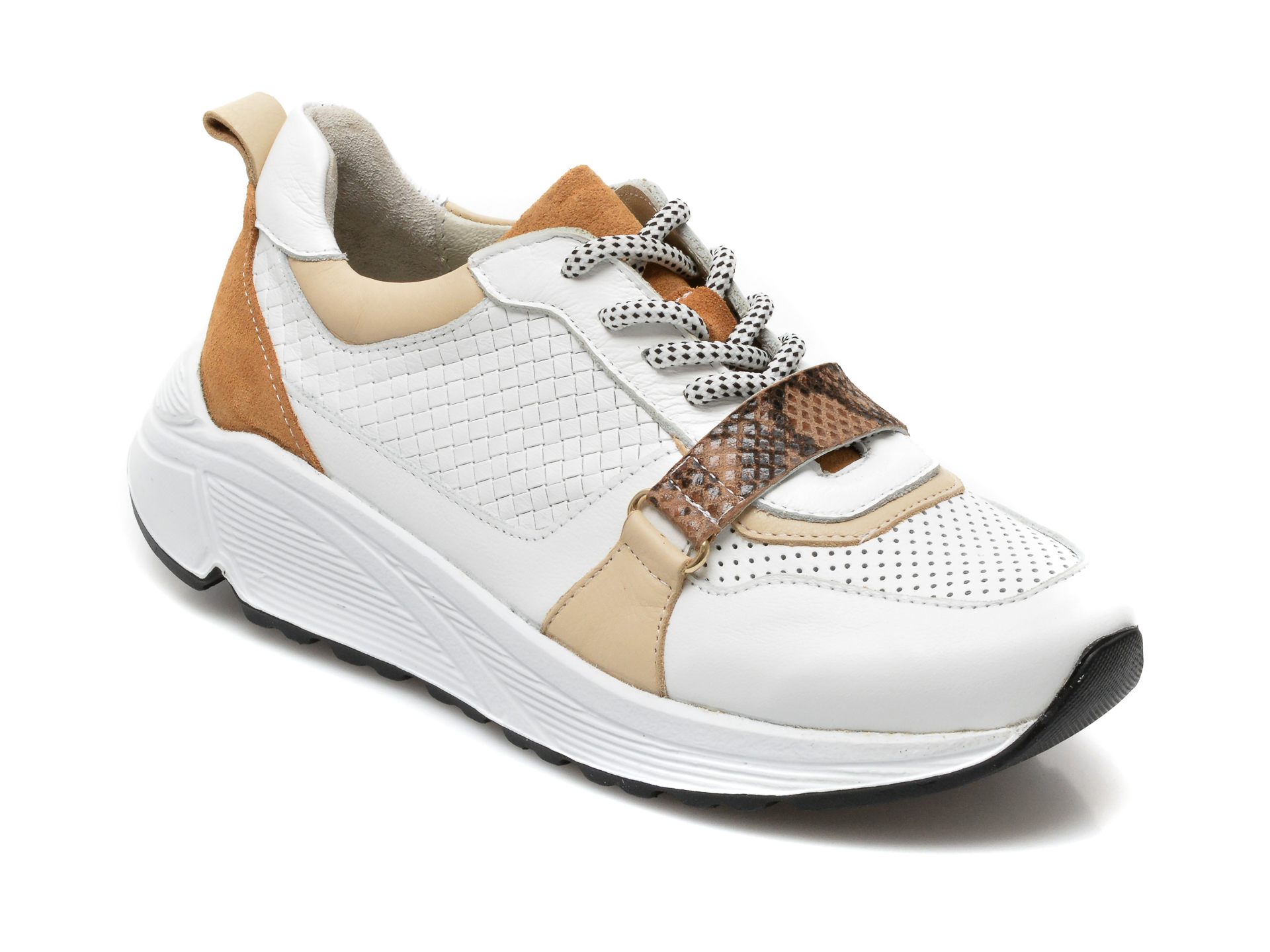 Pantofi sport EPICA albi, 2301, din piele naturala Epica imagine noua