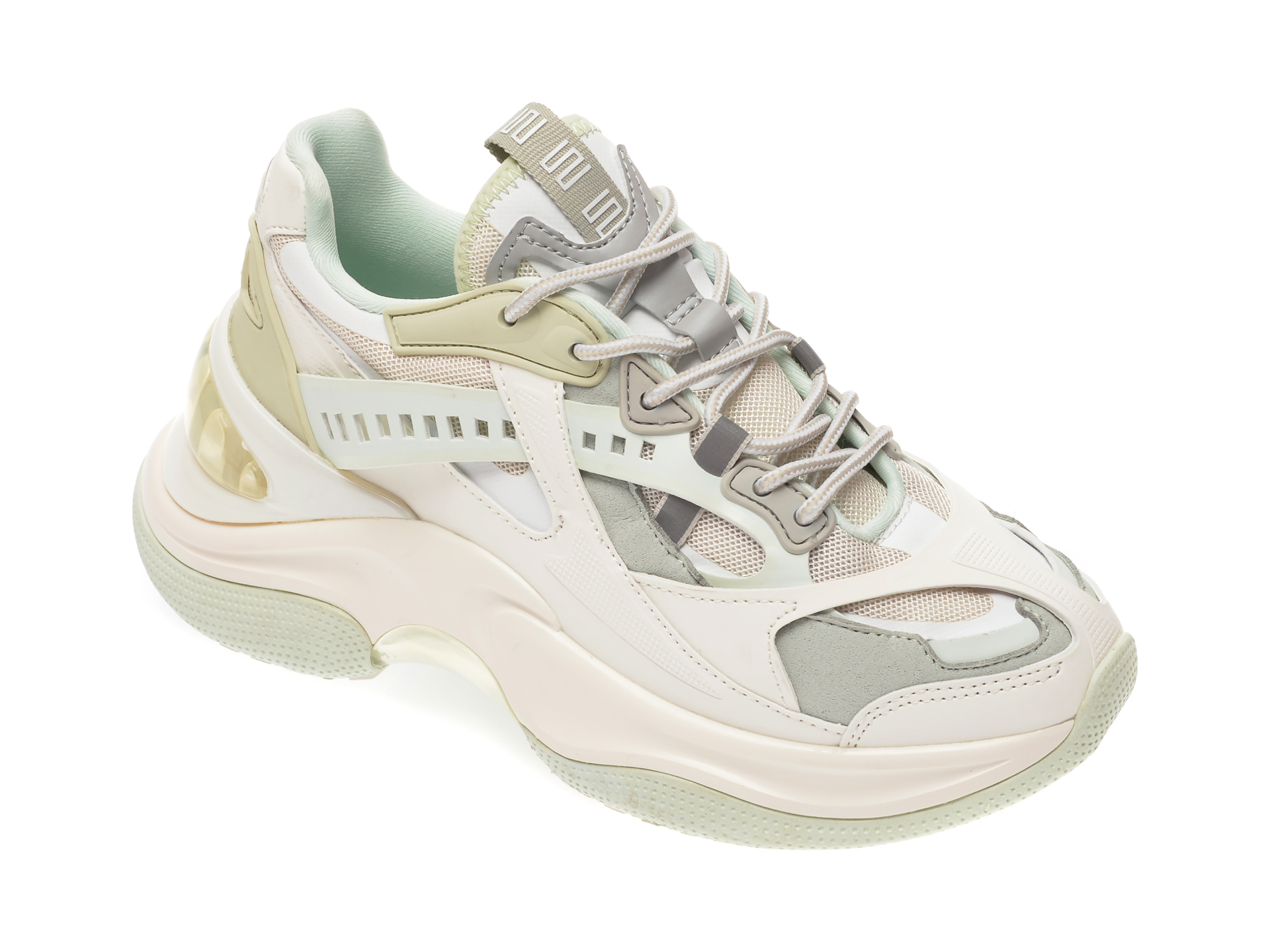 Pantofi sport EPICA albi, 99998, din piele ecologica si material textil