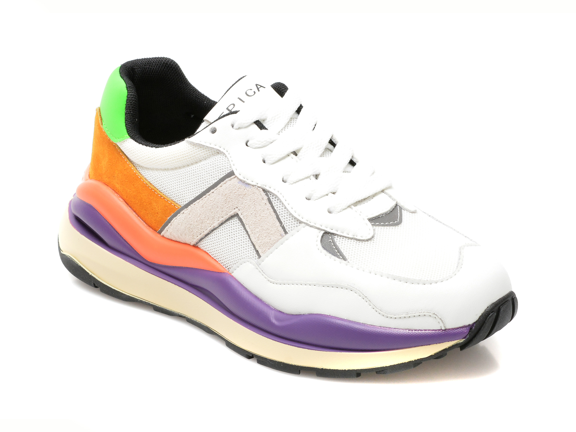 Pantofi sport EPICA albi, ZY013, din material textil si piele naturala /femei/pantofi