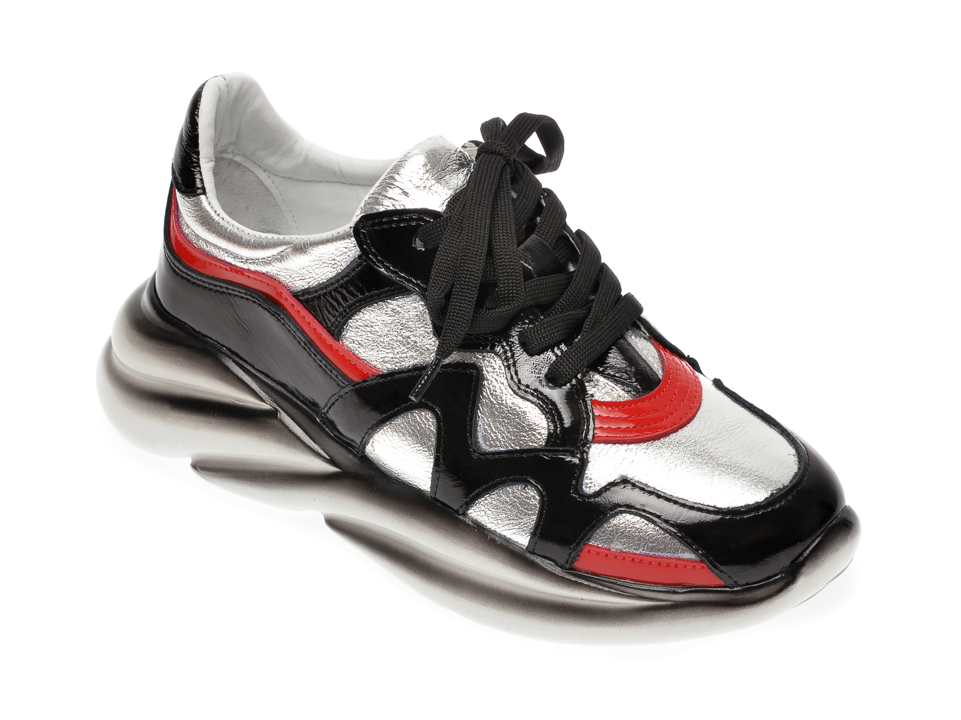 Pantofi sport EPICA argintii, 372BENN, din piele naturala
