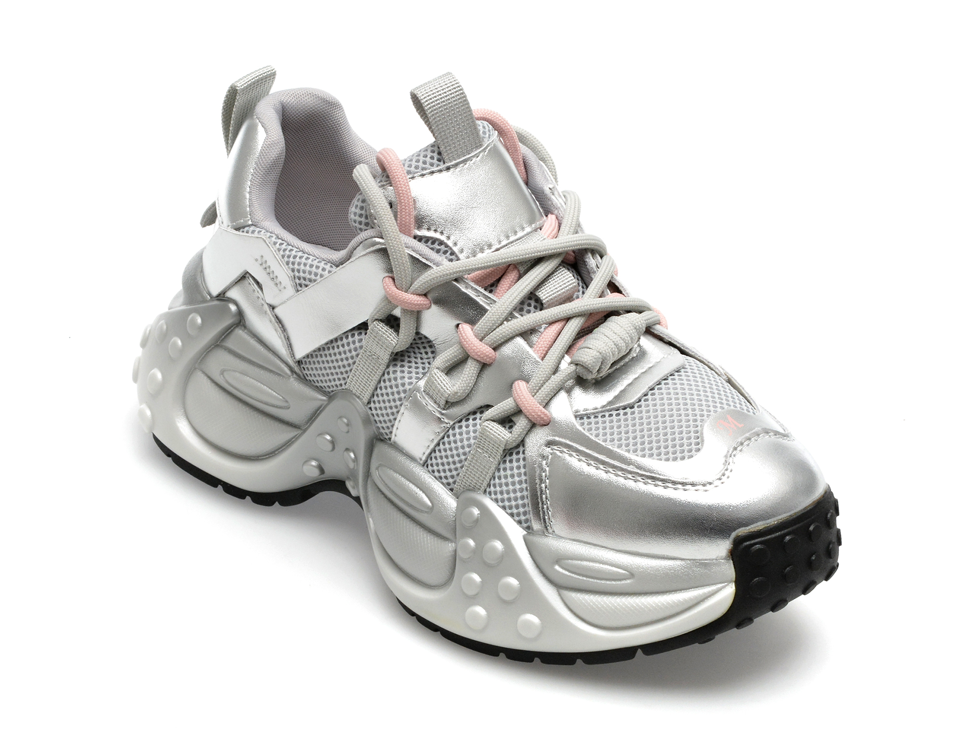 Pantofi sport EPICA argintii, 8531, din material textil si piele naturala /femei/pantofi