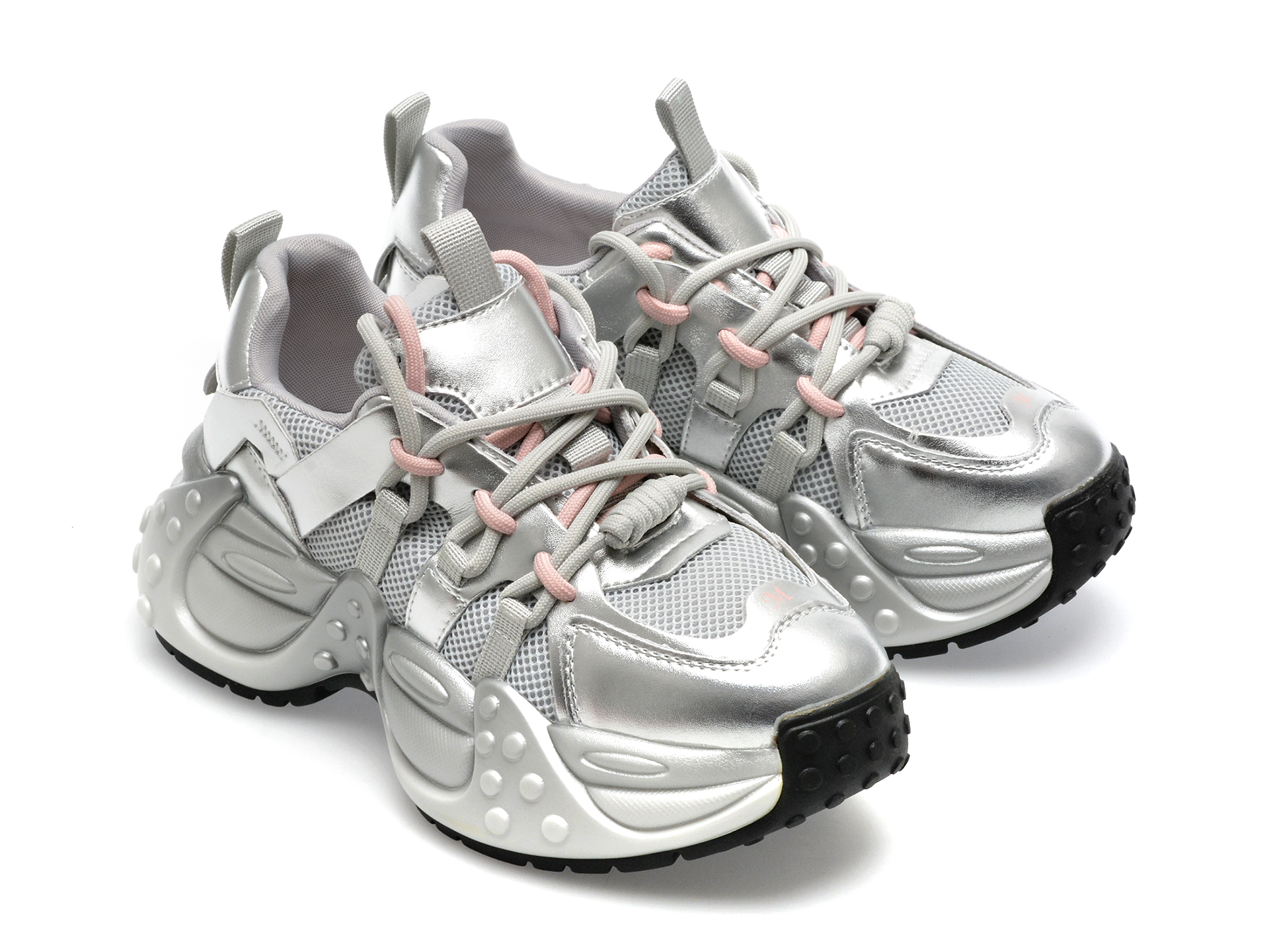 Poze Pantofi sport EPICA argintii, 8531, din material textil si piele naturala otter.ro