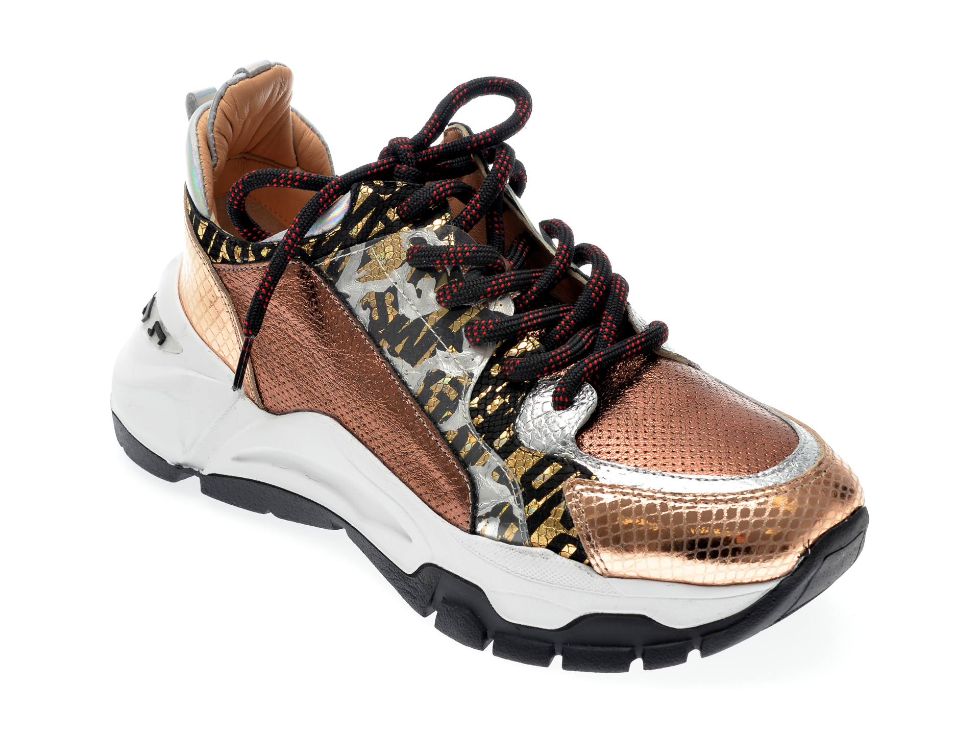 Pantofi sport EPICA aurii, 135P212, din piele naturala