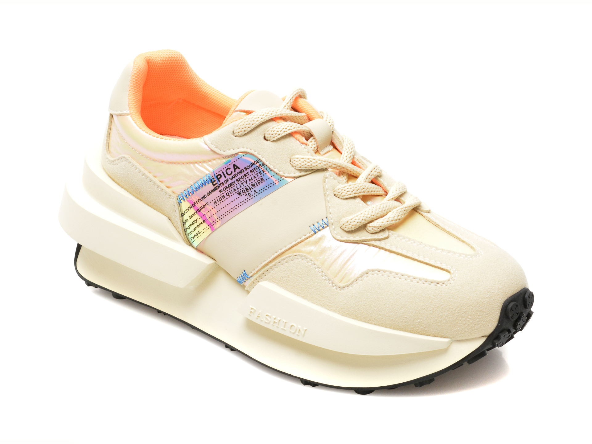Pantofi sport EPICA bej, Q2110, din material textil si piele naturala