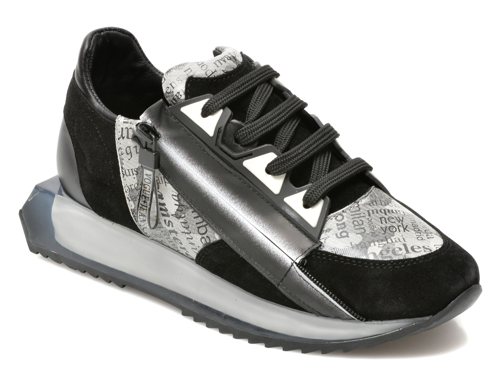 Pantofi sport EPICA negri, 054NY13, din piele naturala Epica imagine super redus 2022