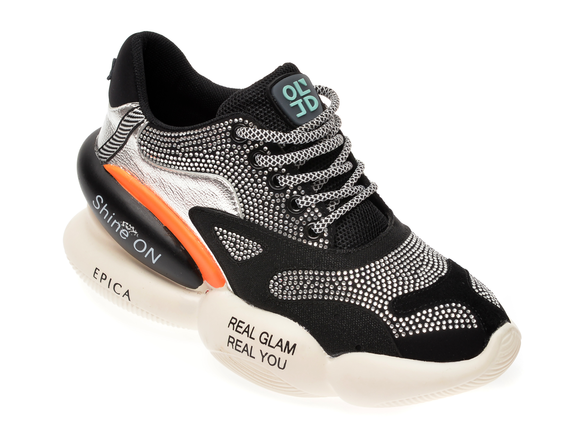Pantofi sport EPICA negri, QN1, din material textil si piele naturala