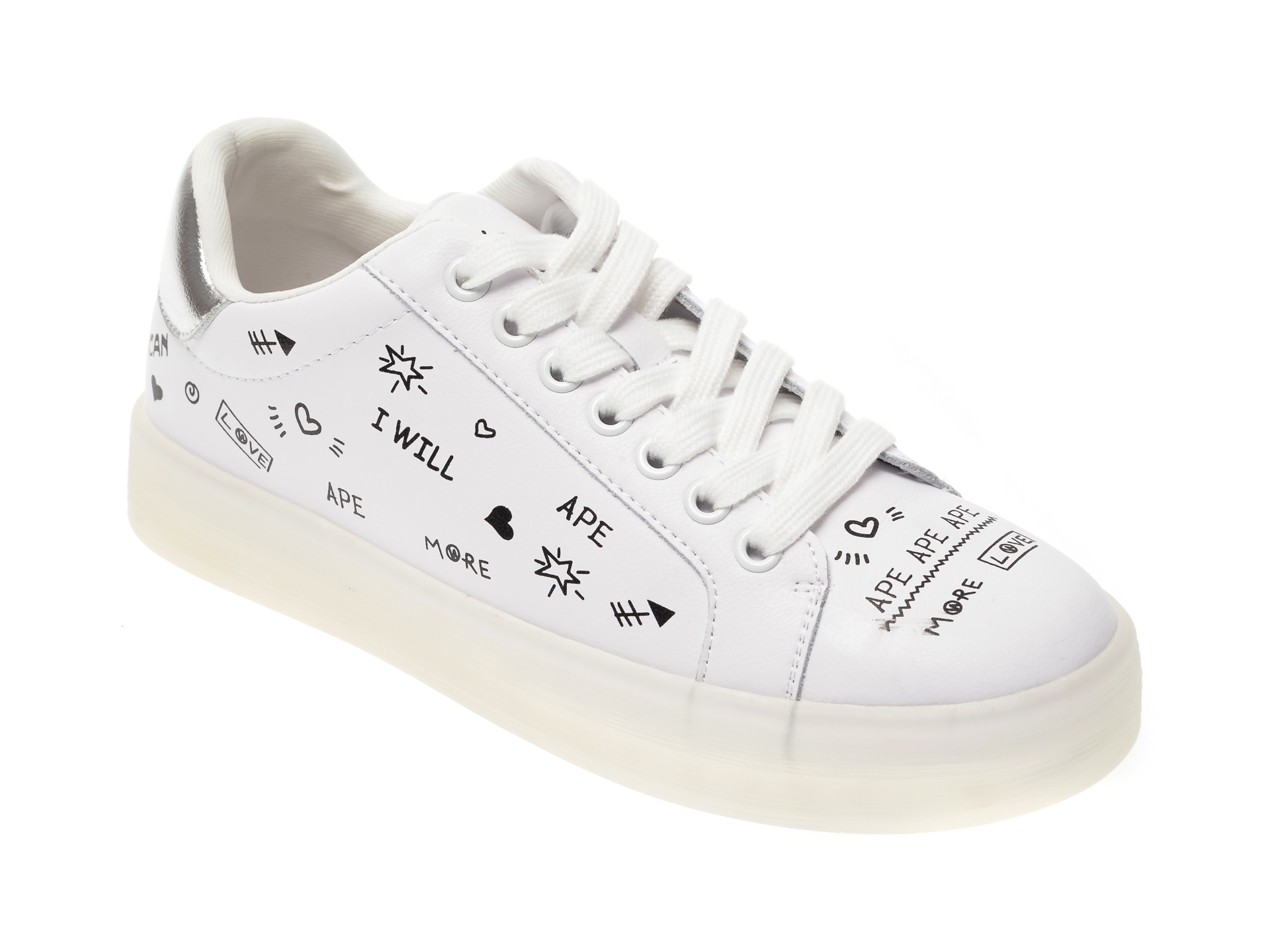 Pantofi sport FLAVIA PASSINI albi, 2027, din piele naturala