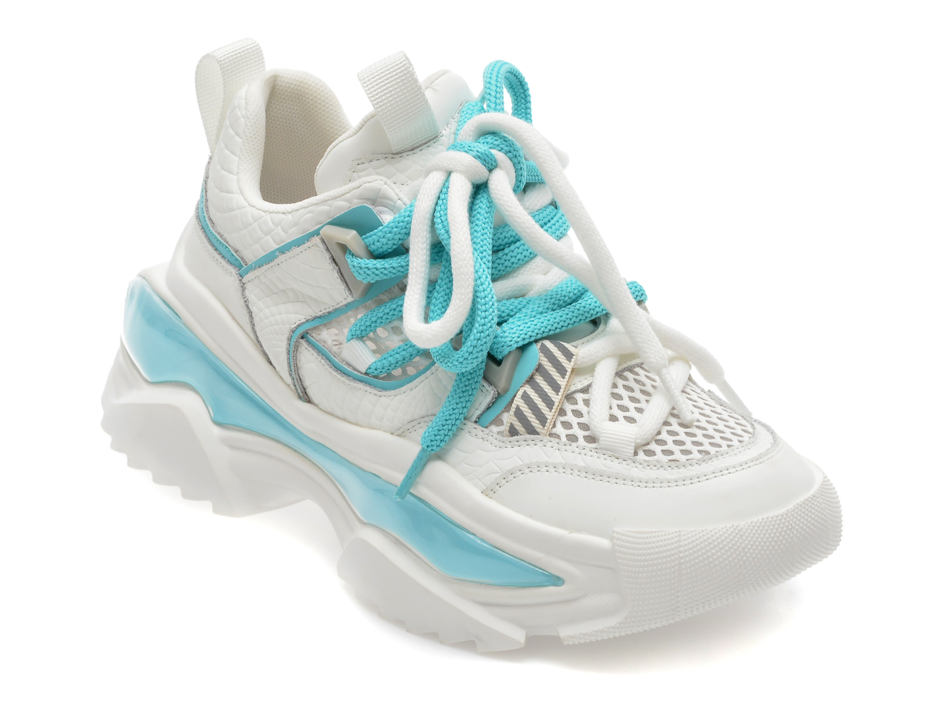 Pantofi sport FLAVIA PASSINI albi, 22321, din material textil si piele naturala