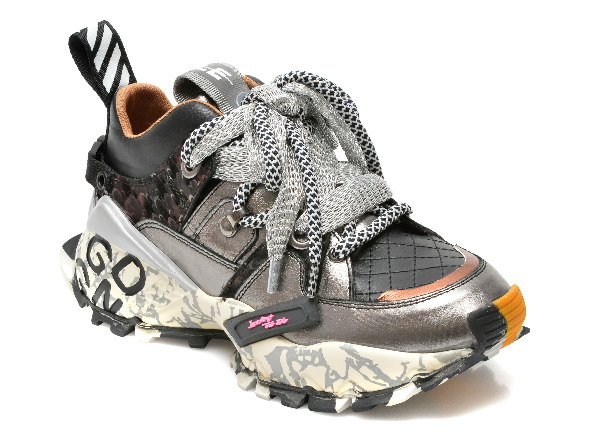 Pantofi sport FLAVIA PASSINI gri, 440312X, din piele naturala Flavia Passini imagine noua