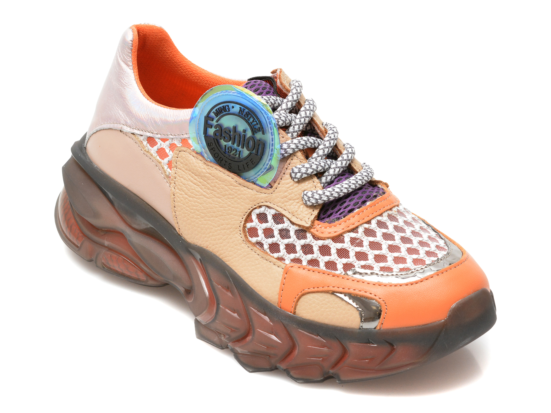Pantofi sport FLAVIA PASSINI portocalii, 44031569, din material textil si piele naturala 2023 ❤️ Pret Super Black Friday otter.ro imagine noua 2022
