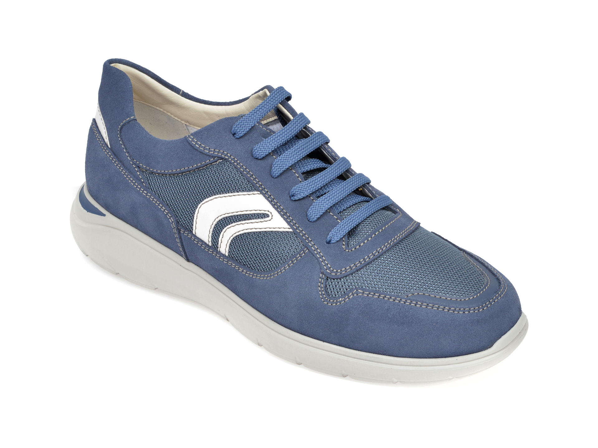 Pantofi sport GEOX albastri, U029DC, din material textil si piele intoarsa New