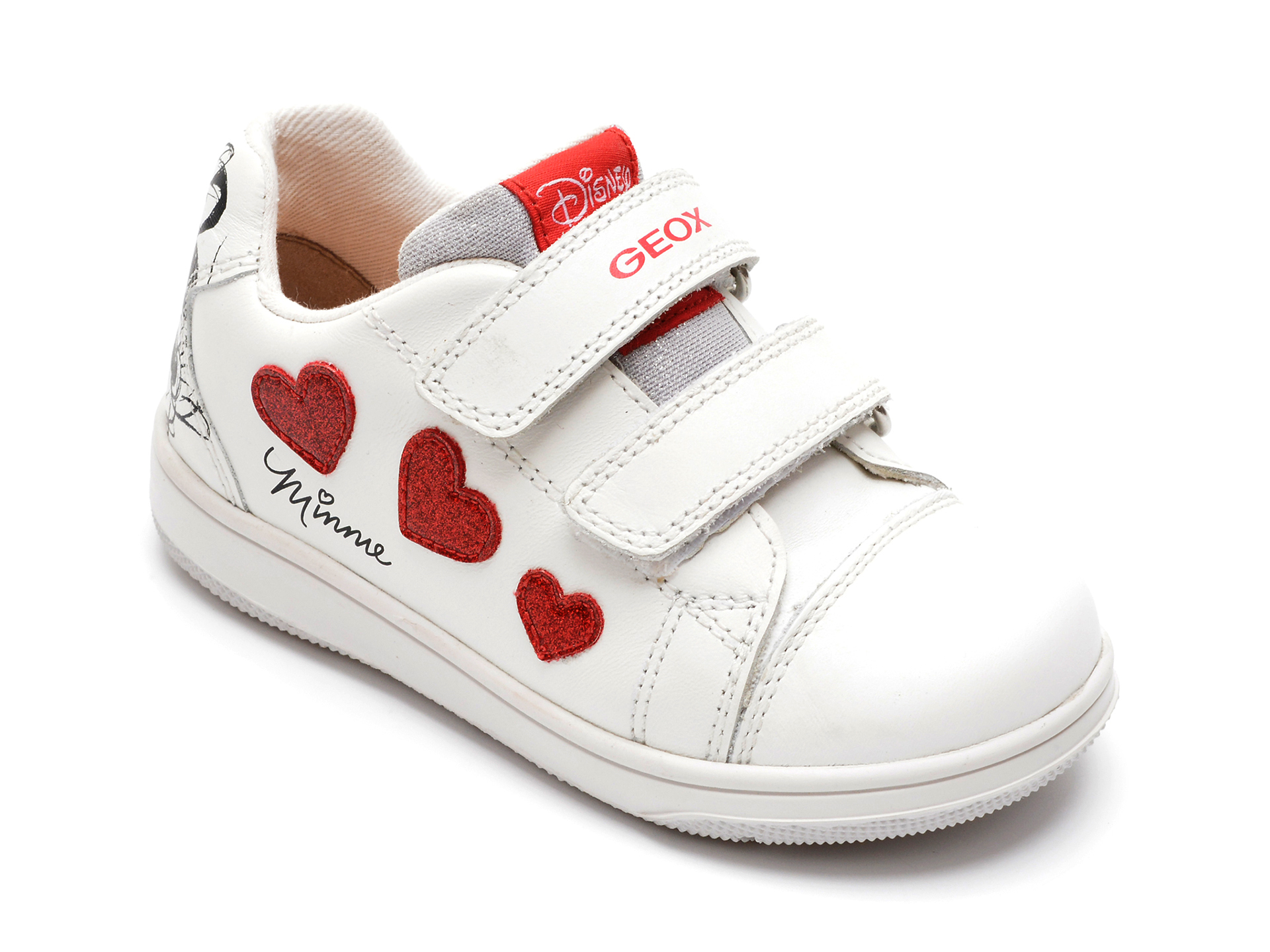 Pantofi sport GEOX albi, B251HA, din piele naturala /copii/incaltaminte