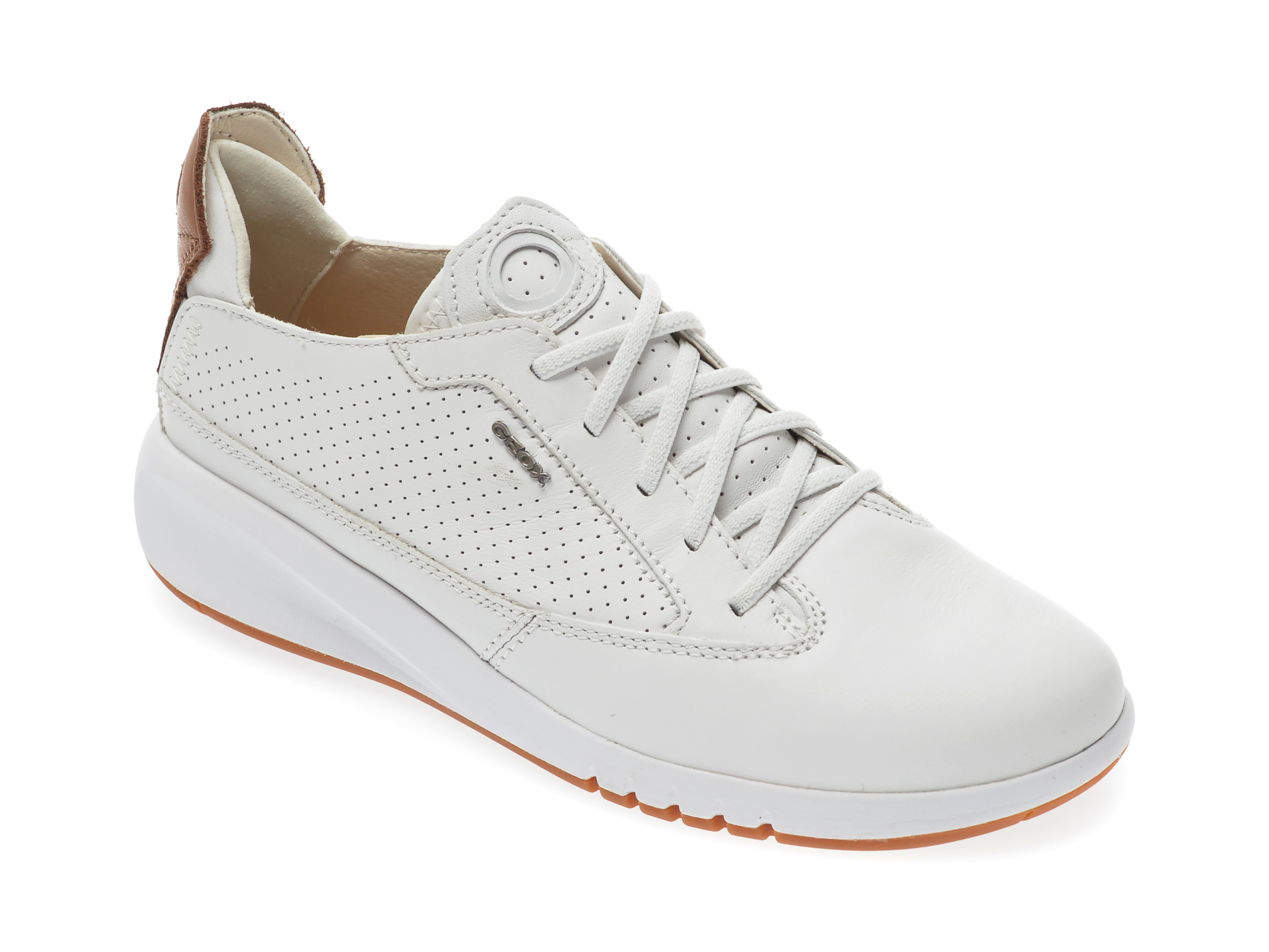 Pantofi sport GEOX albi, D02HNA, din piele naturala