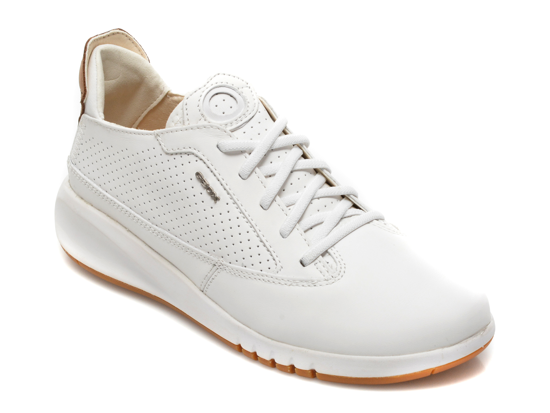 Pantofi sport GEOX albi, D02HNA, din piele naturala /femei/pantofi imagine noua