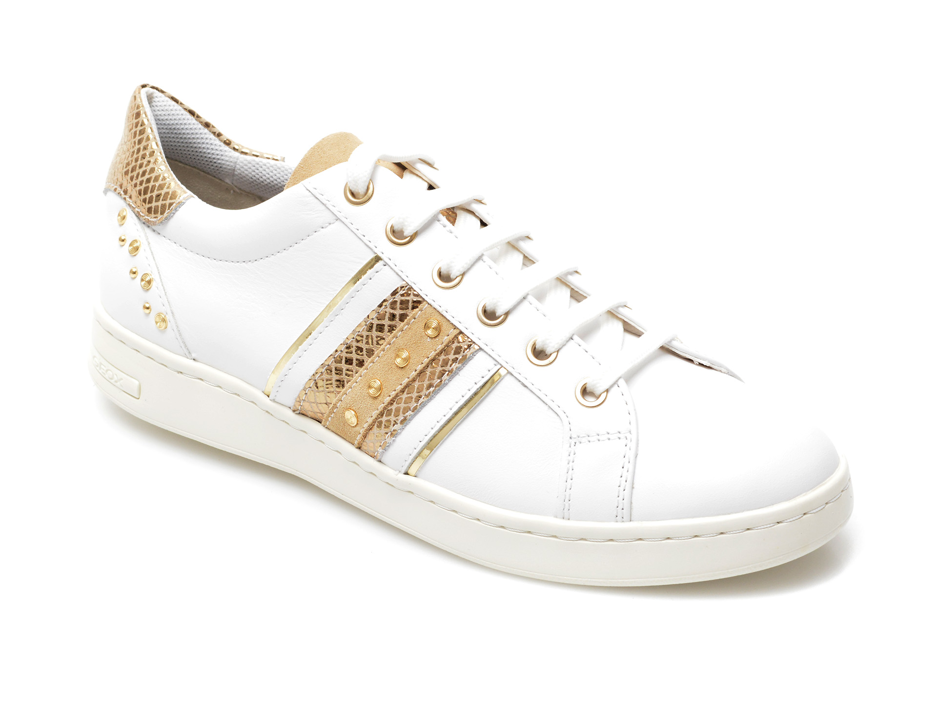 Pantofi sport GEOX albi, D151BA, din piele naturala Geox imagine noua