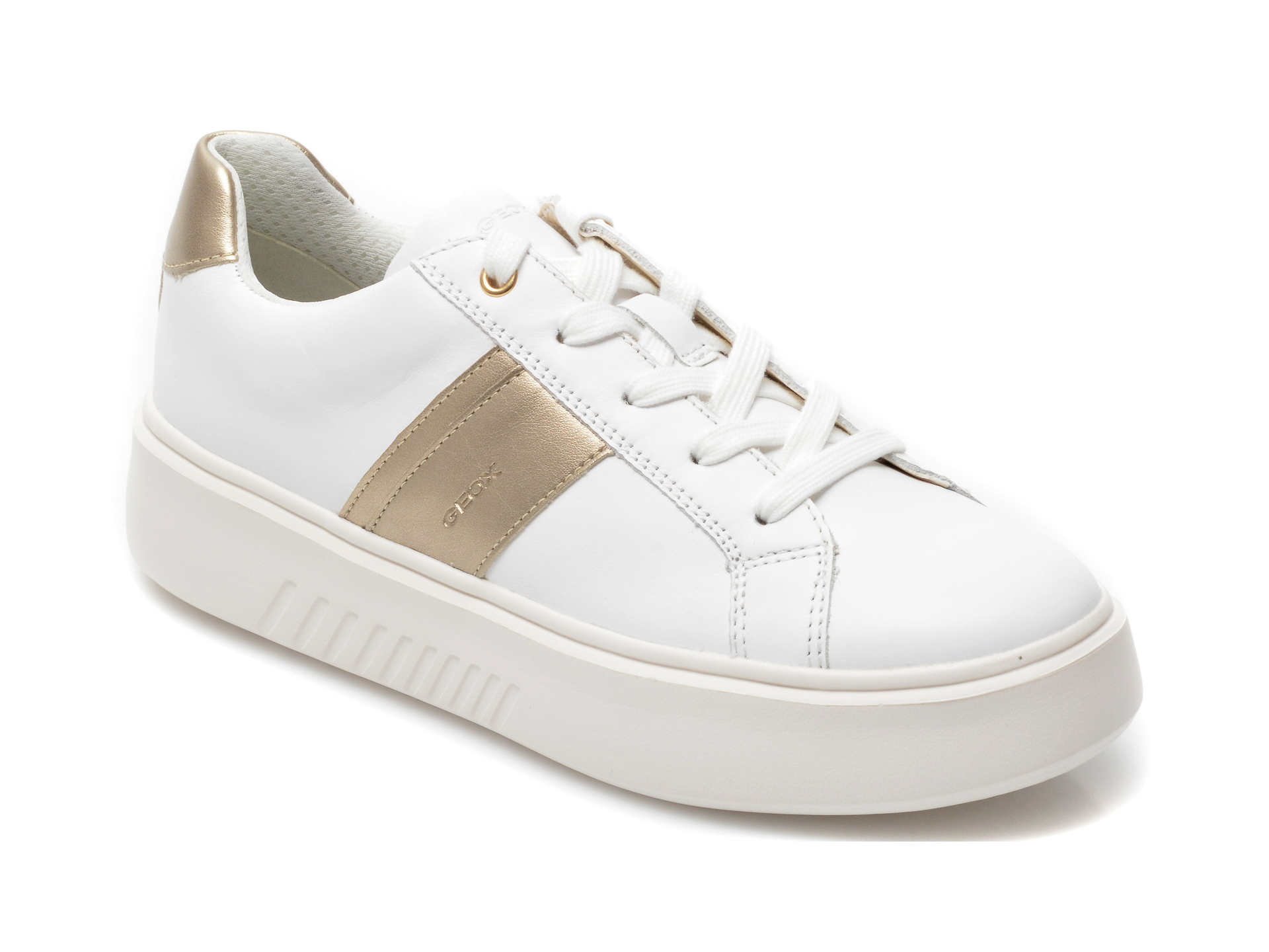 Pantofi sport GEOX albi, D158DB, din piele naturala Geox Geox
