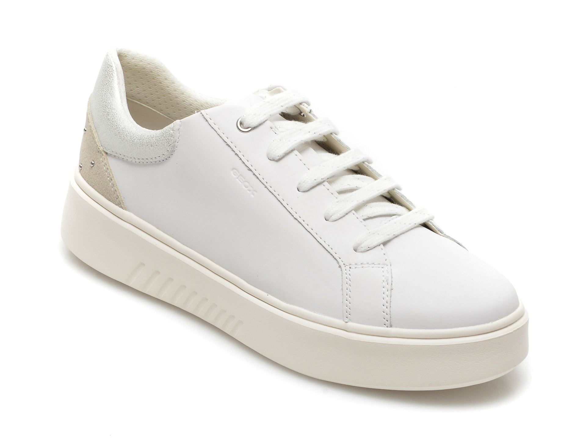 Pantofi sport GEOX albi, D168DA, din piele naturala Geox Geox