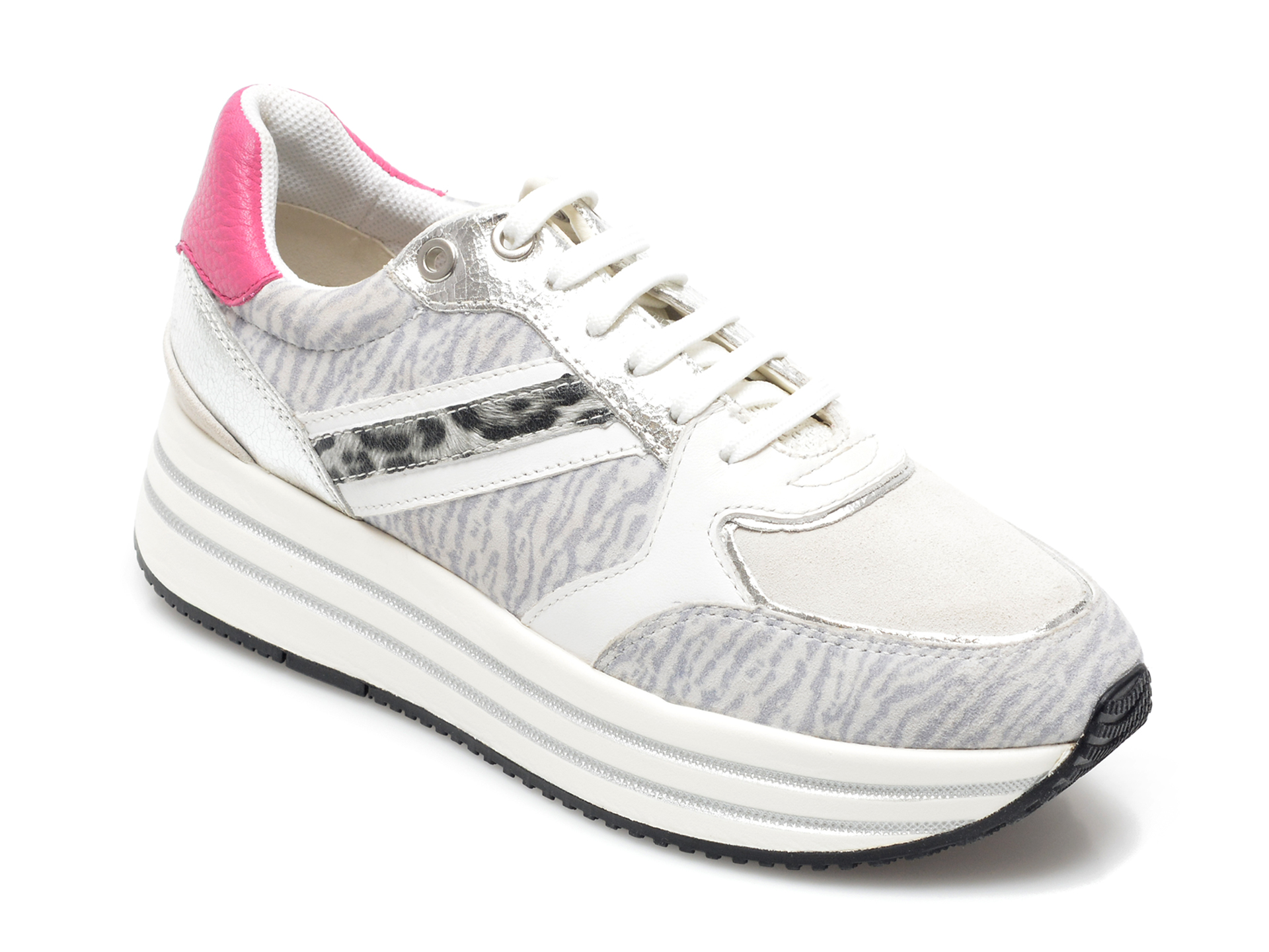 Pantofi sport GEOX albi, D16QHB, din piele naturala Geox