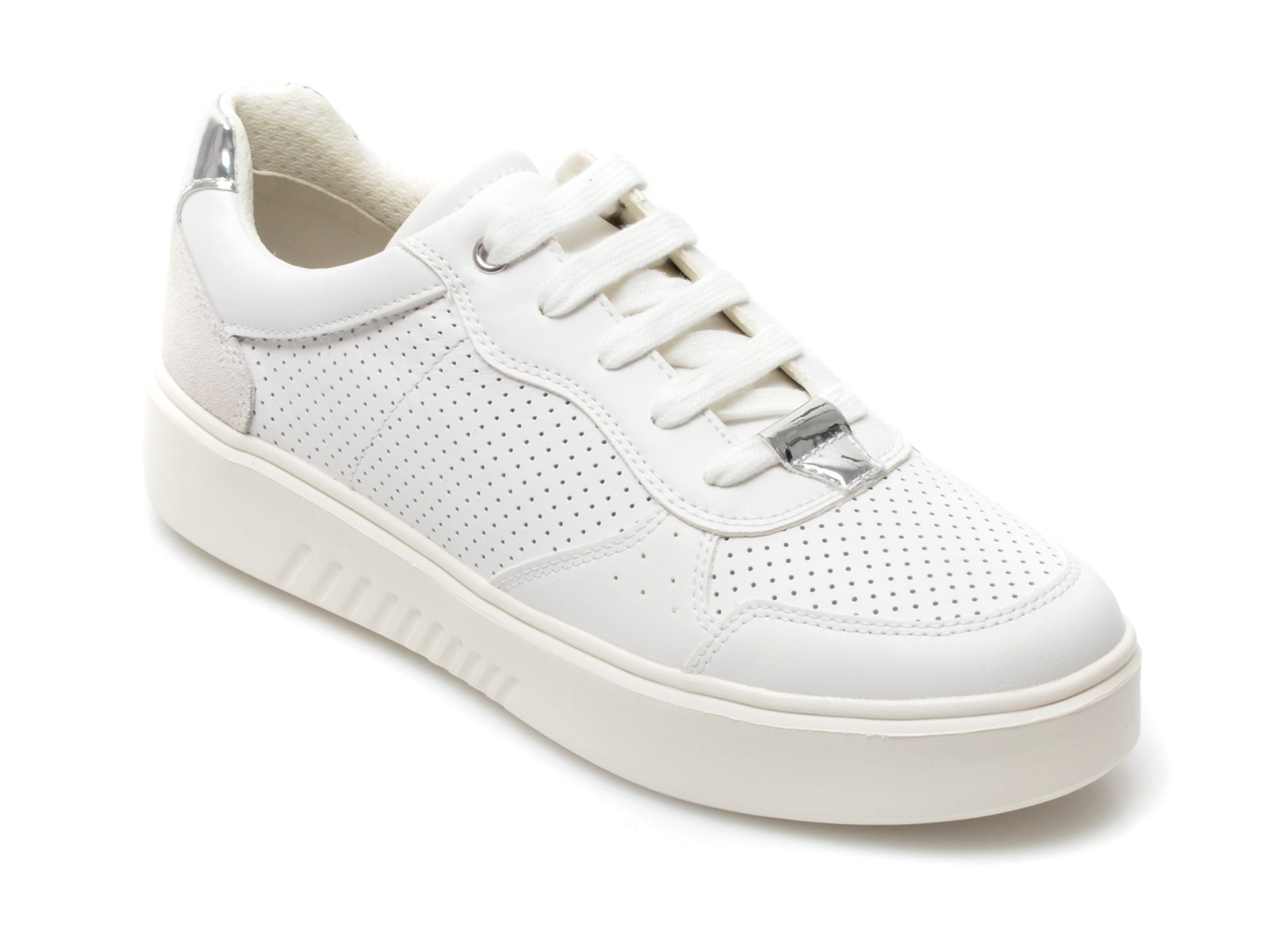 Pantofi sport GEOX albi, D258DA, din piele naturala Geox imagine noua