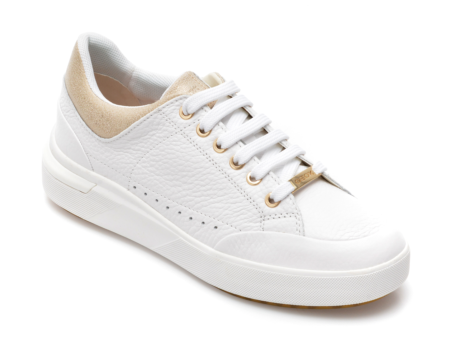 Pantofi sport GEOX albi, D25QFA, din piele naturala /femei/pantofi