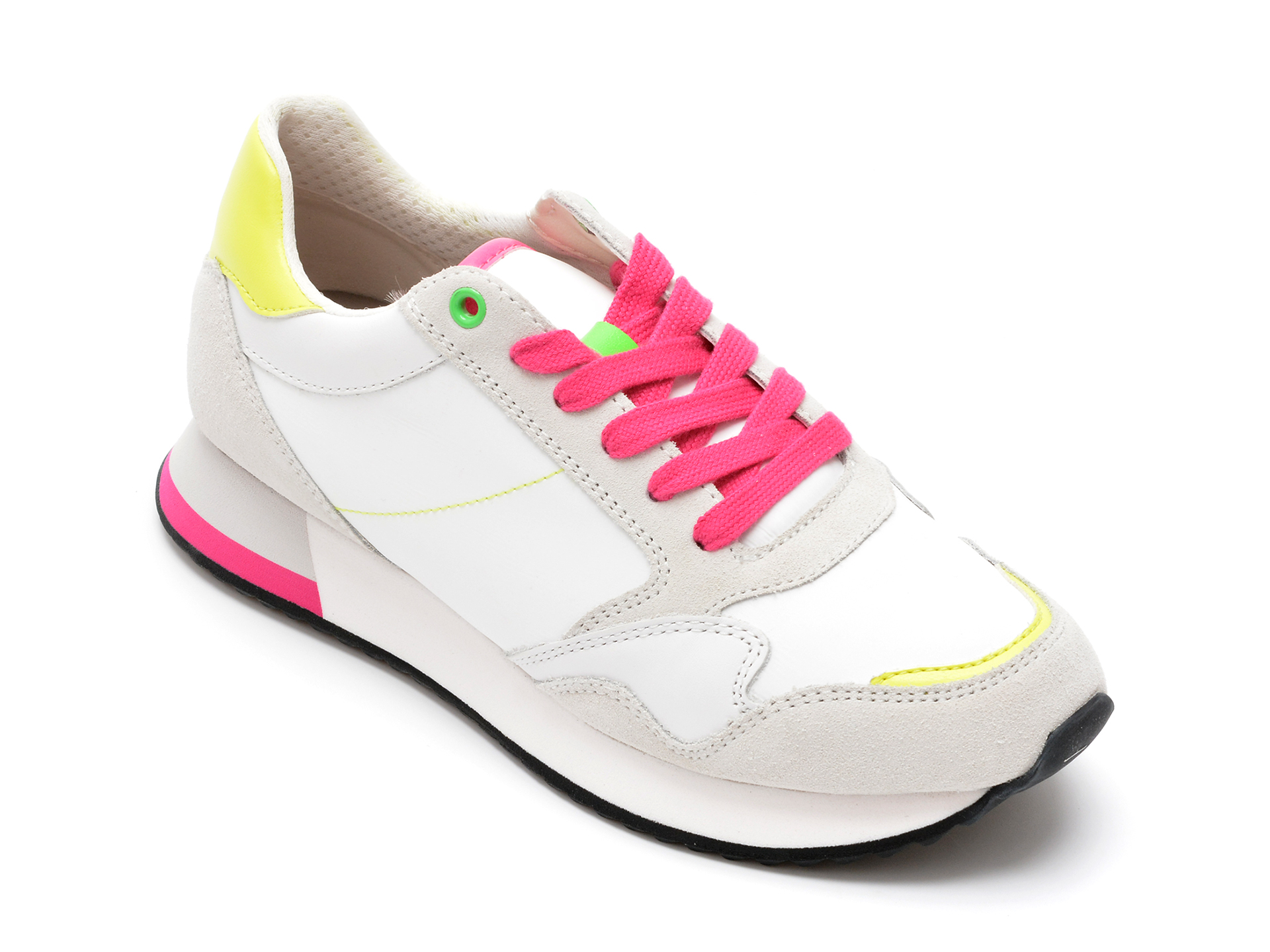 Pantofi sport GEOX albi, D25RTB, din material textil si piele naturala /femei/pantofi imagine noua
