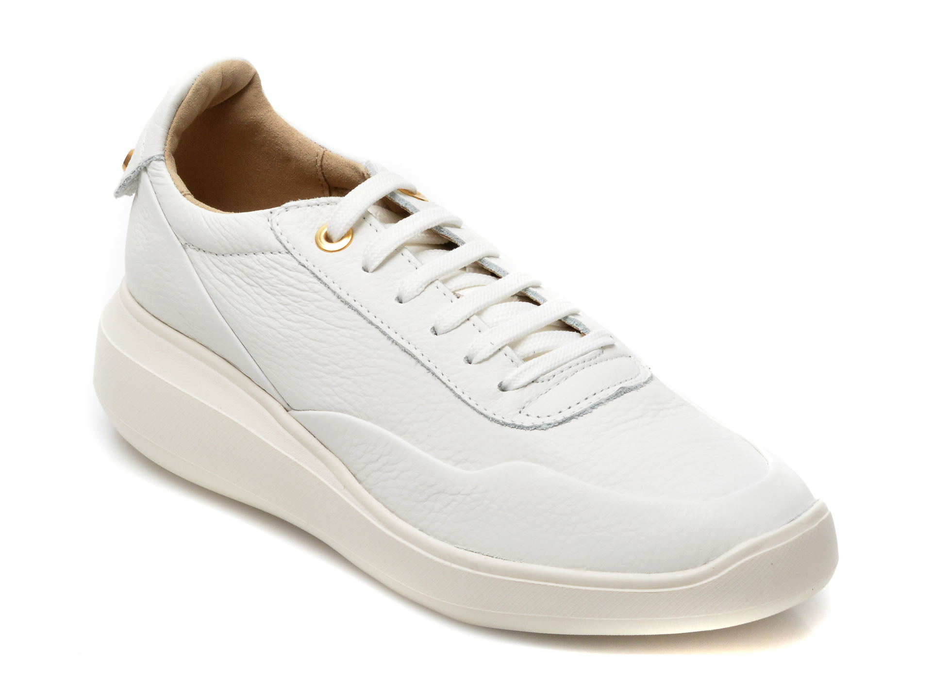 Pantofi sport GEOX albi, D84APA, din piele naturala Geox INCALTAMINTE