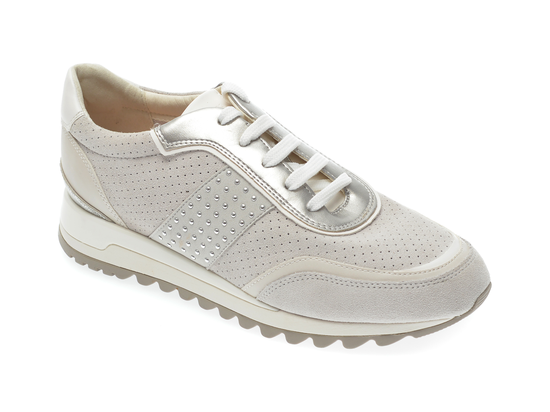 Pantofi sport GEOX albi, D94AQA, din piele intoarsa imagine Black Friday 2021