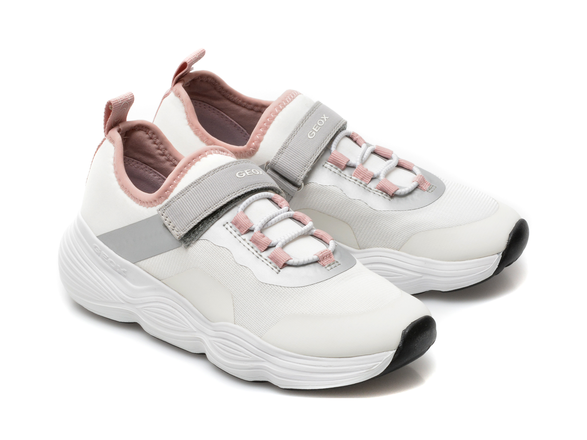 Pantofi sport GEOX albi, J15CNA, din material textil - 4