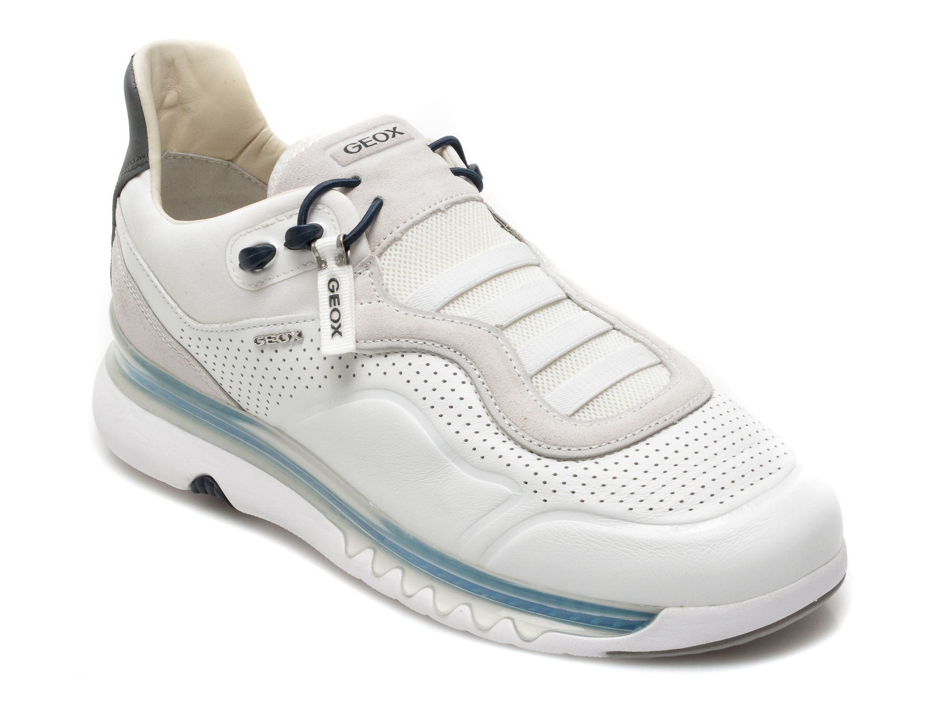 Pantofi sport GEOX albi, U159XA, din piele naturala