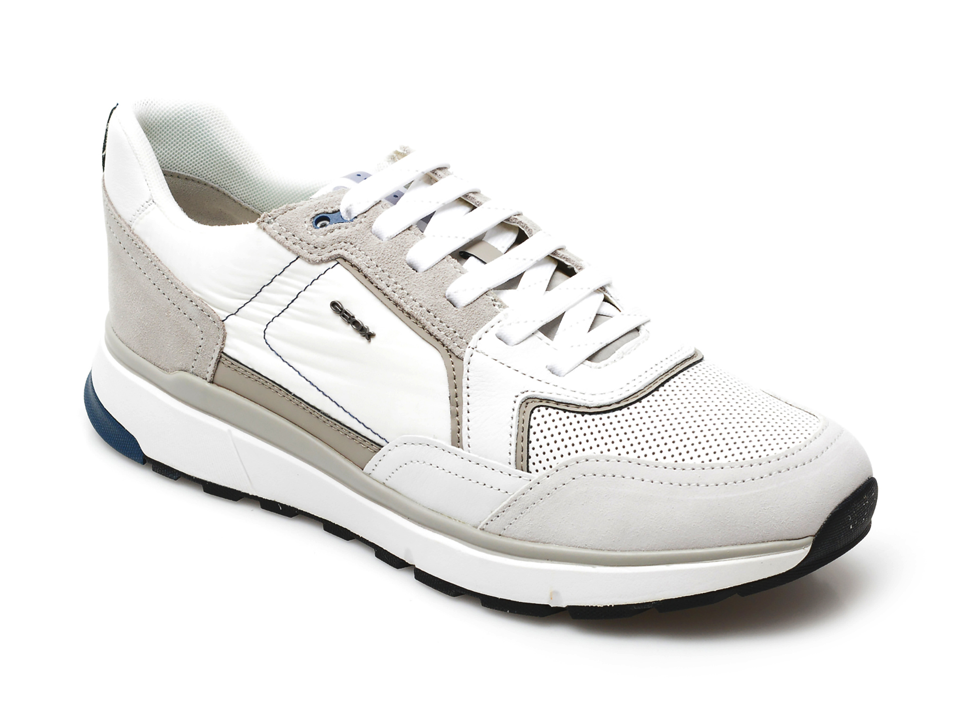 Pantofi sport GEOX albi, D16QHB, din material textil si piele naturala