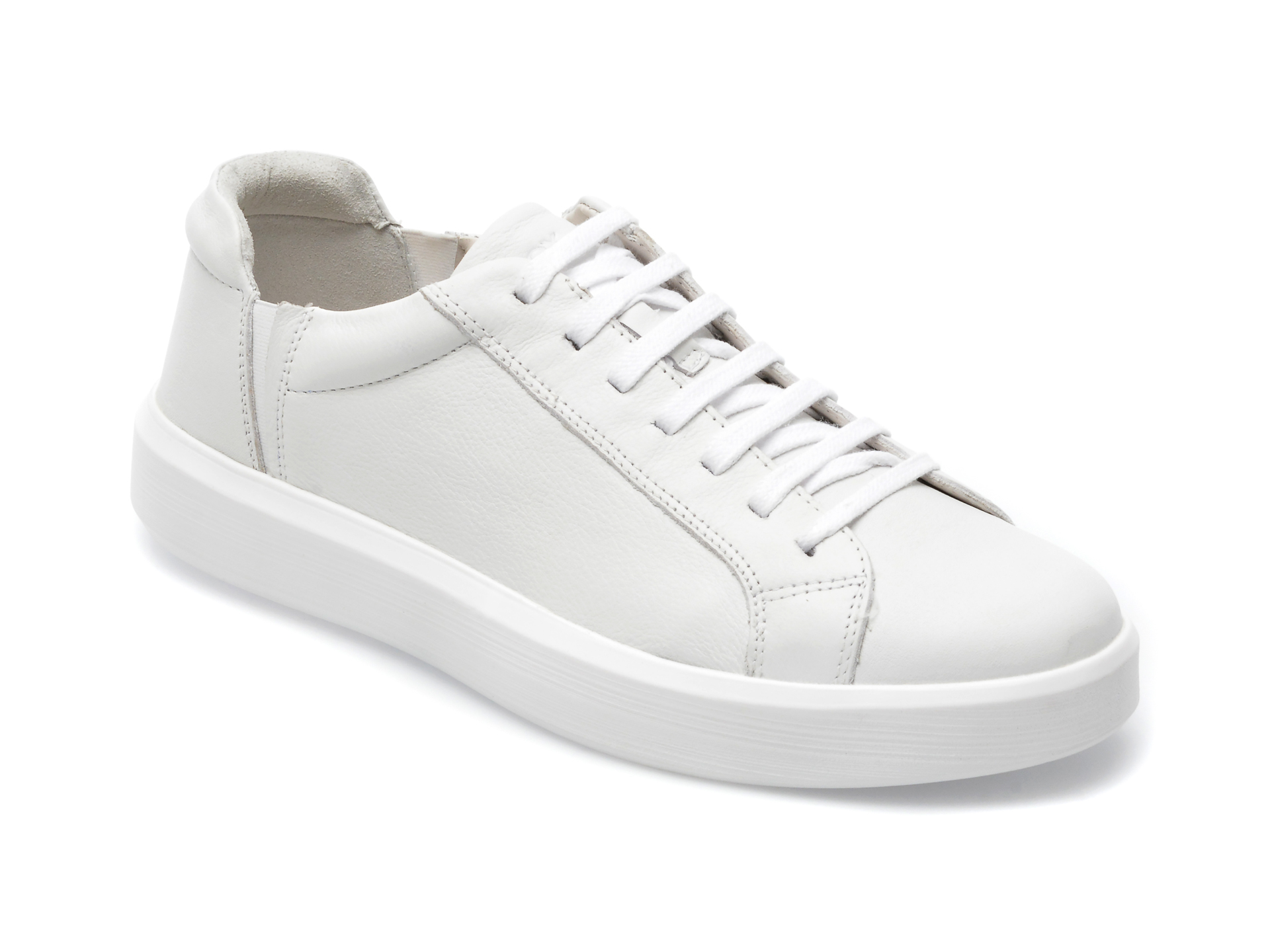 Pantofi sport GEOX albi, U26EAB, din piele naturala /barbati/pantofi imagine super redus 2022