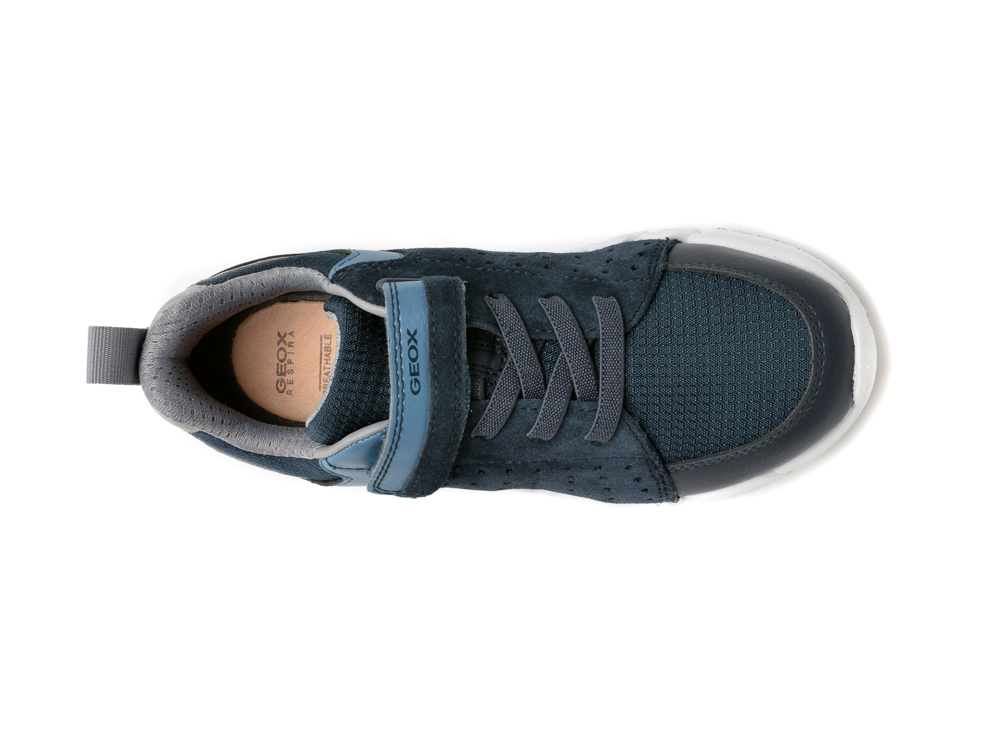 Pantofi sport GEOX bleumarin, J159BD, din material textil si piele intoarsa - 6