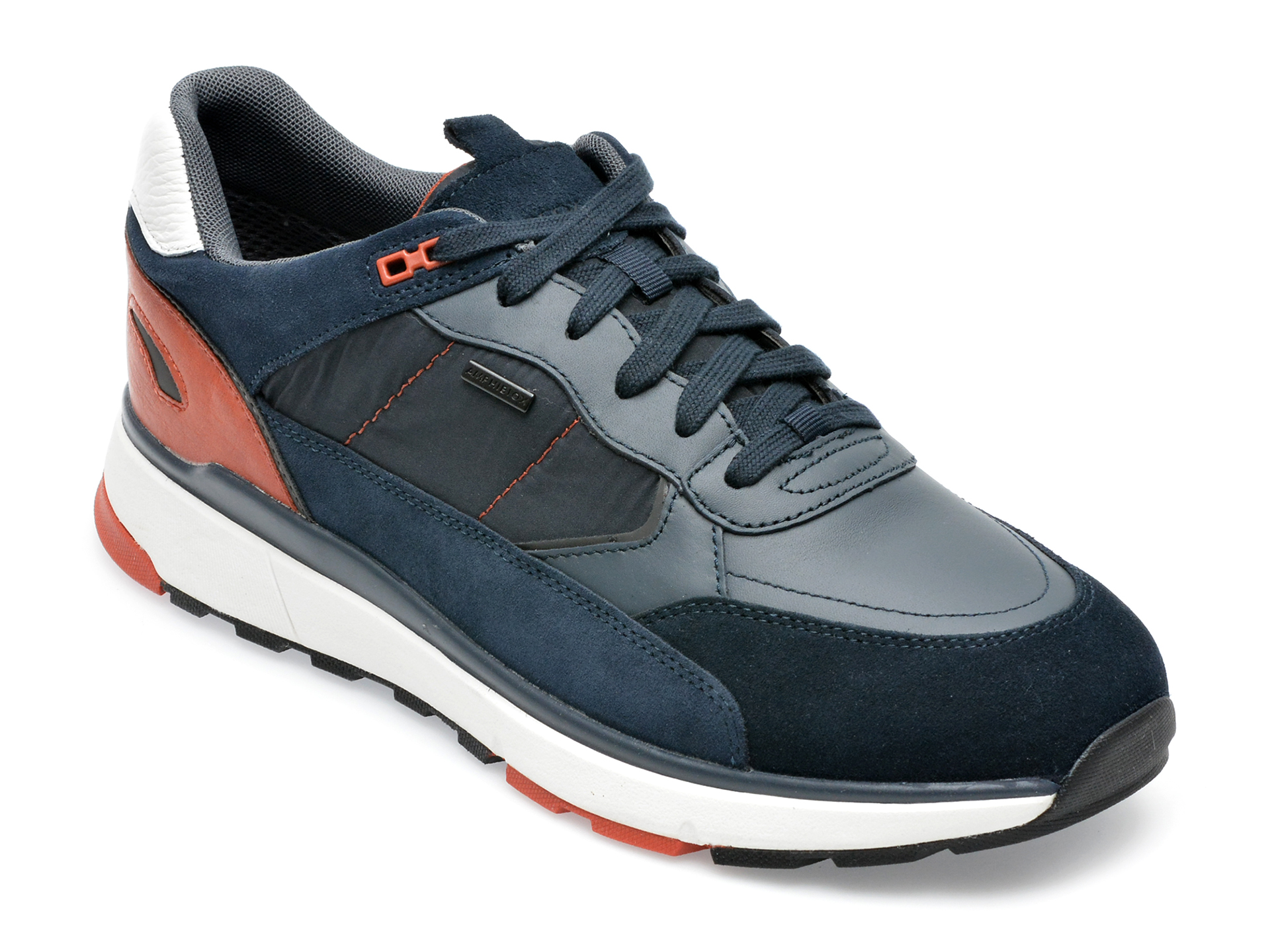 Pantofi sport GEOX bleumarin, U16CRA, din piele naturala si material textil imagine reduceri black friday 2021 Geox